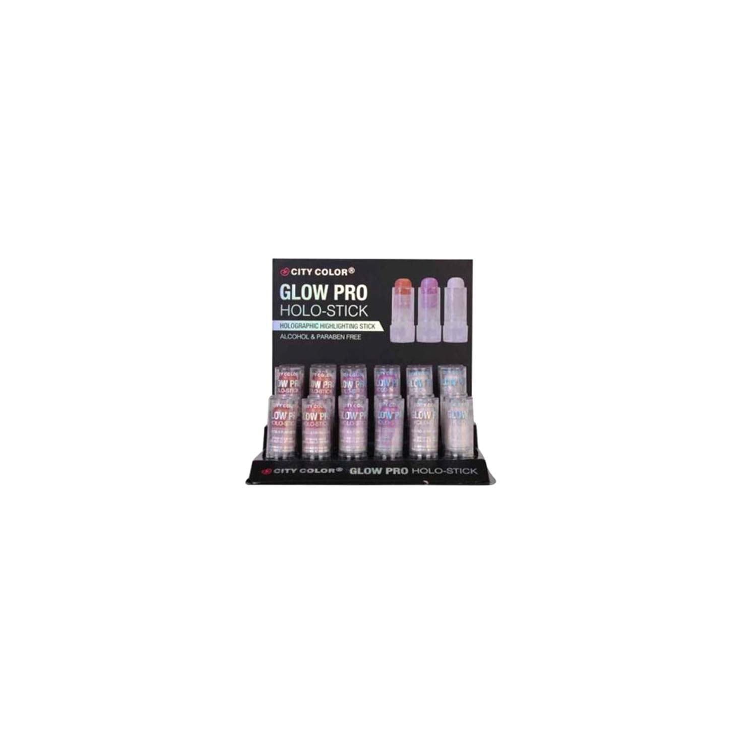 CITY COLOR Glow Pro Holo-Stick Display Set, 24 pieces