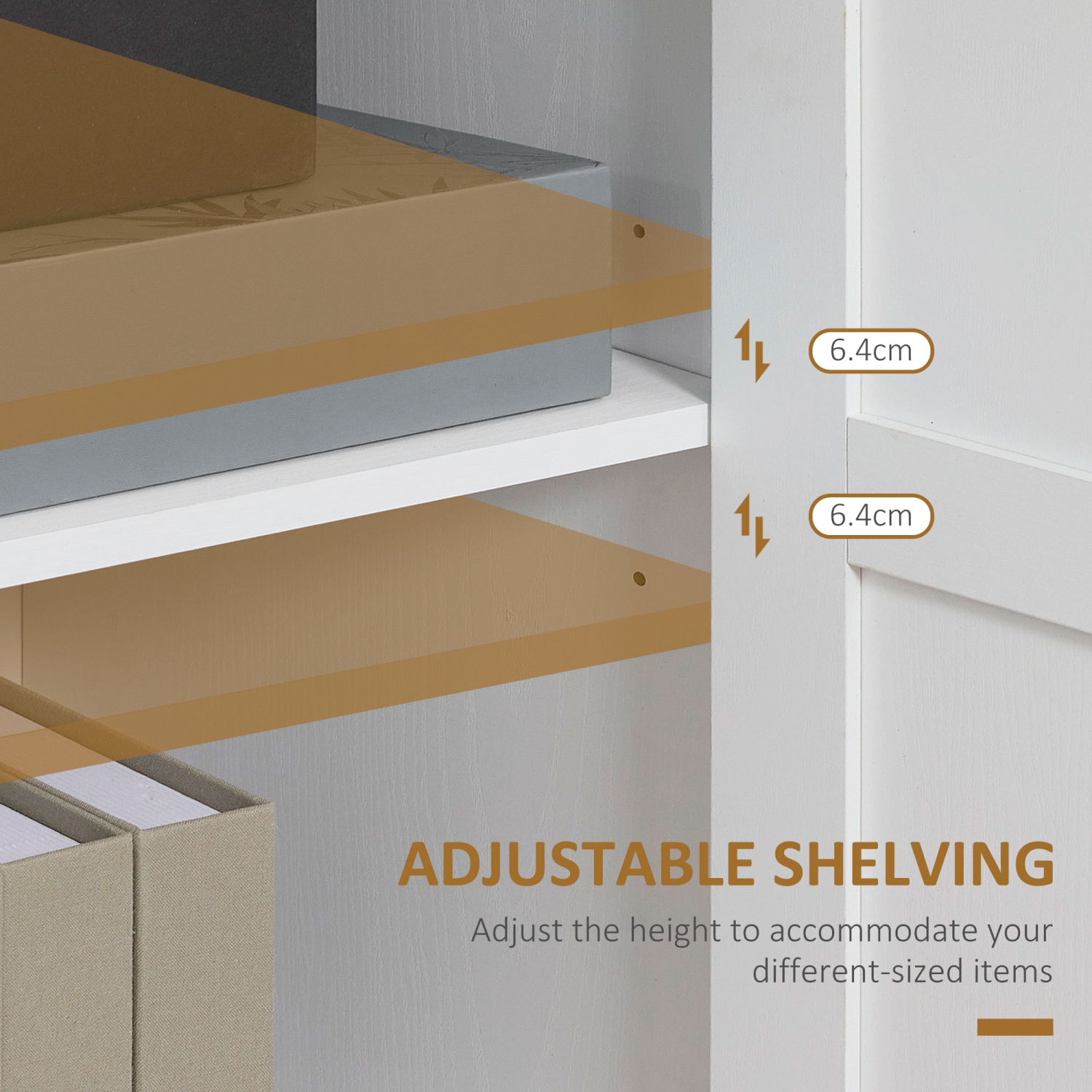 HOMCOM Storage Cabinet Kitchen Buffet Cabinet with 2 Doors and 2 Adjustable Shelves, White