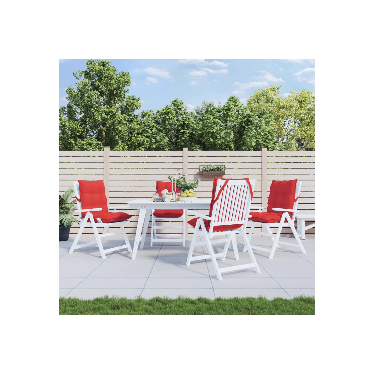 vidaXL Lowback Chair Cushions 4 pcs Red Oxford Fabric