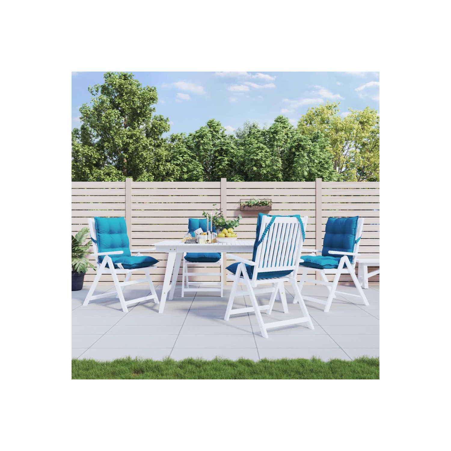 vidaXL Lowback Chair Cushions 4 pcs Light Blue Oxford Fabric