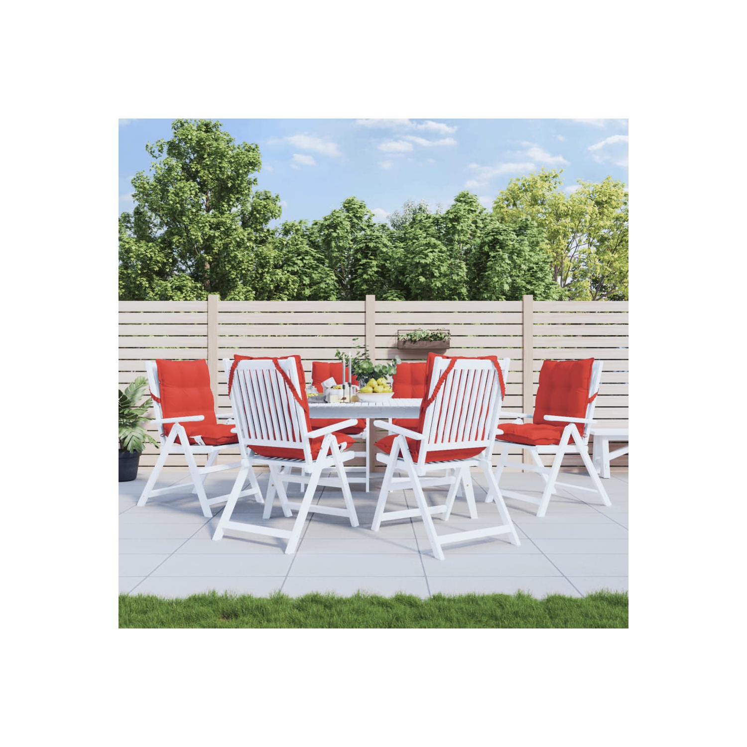 vidaXL Lowback Chair Cushions 6 pcs Red Oxford Fabric