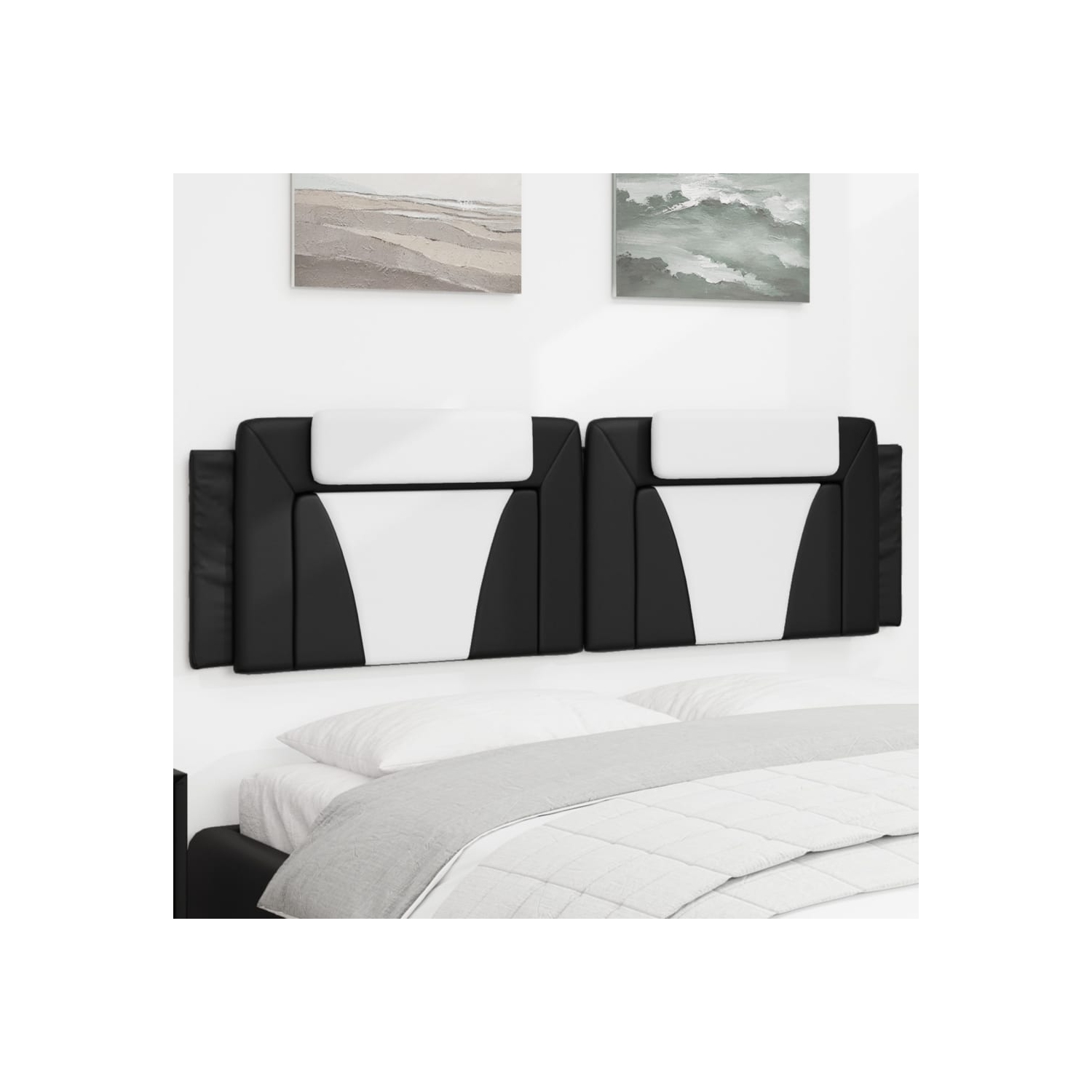 vidaXL Headboard Cushion "Viana" Black and White 183 cm Faux Leather