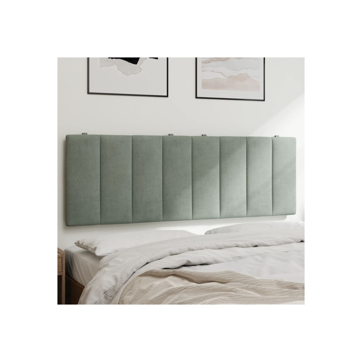 vidaXL Headboard Cushion "Hanko" Light Grey 137 cm Velvet