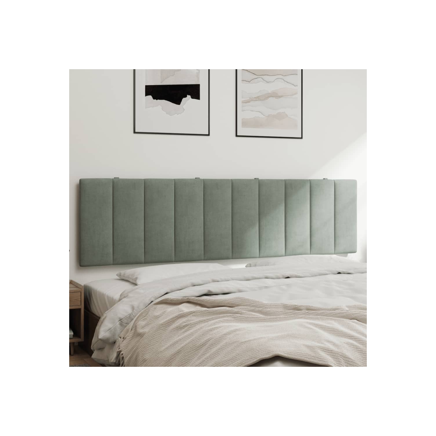 VidaXL – Coussin de tête de lit « Hanko » en velours 183 cm gris pâle