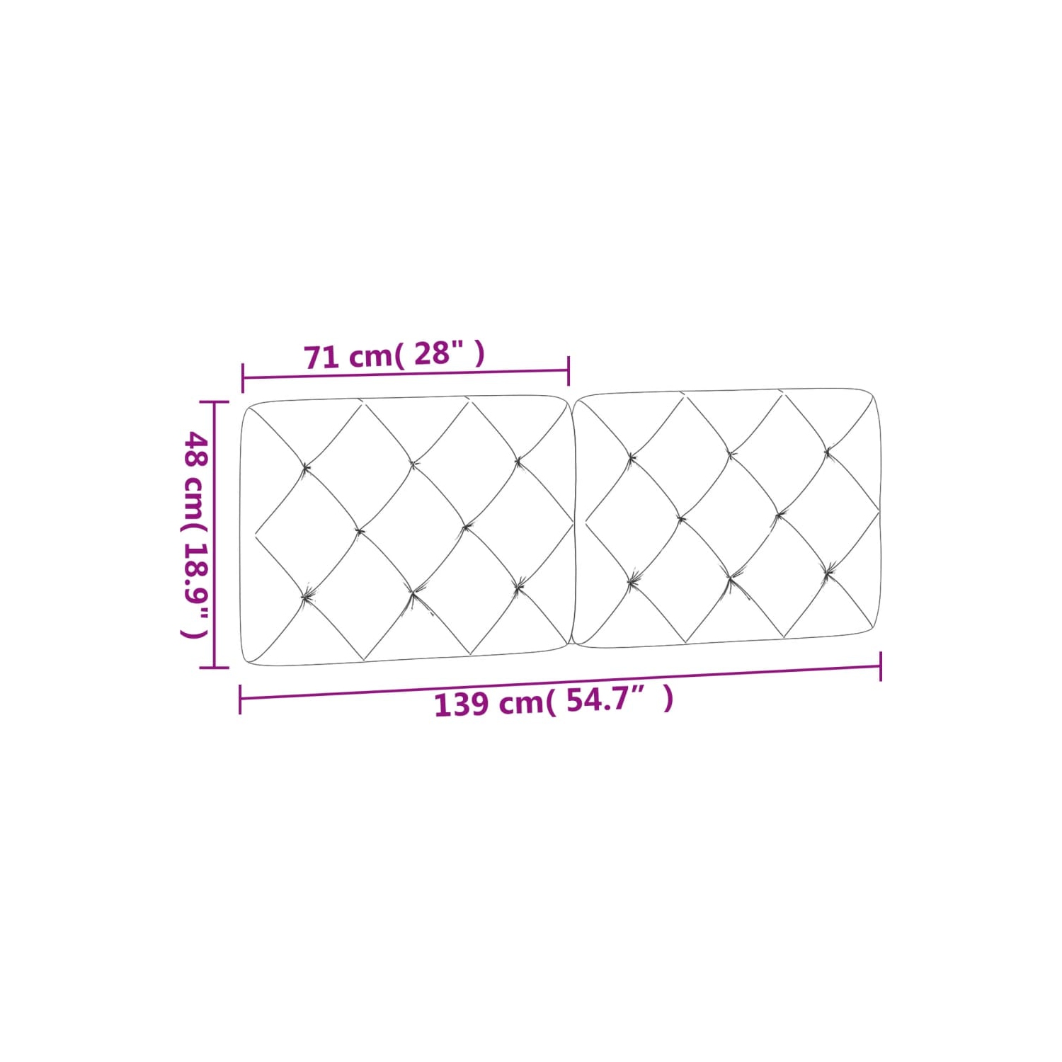 vidaXL Headboard Cushion Dark Grey 137 cm Velvet