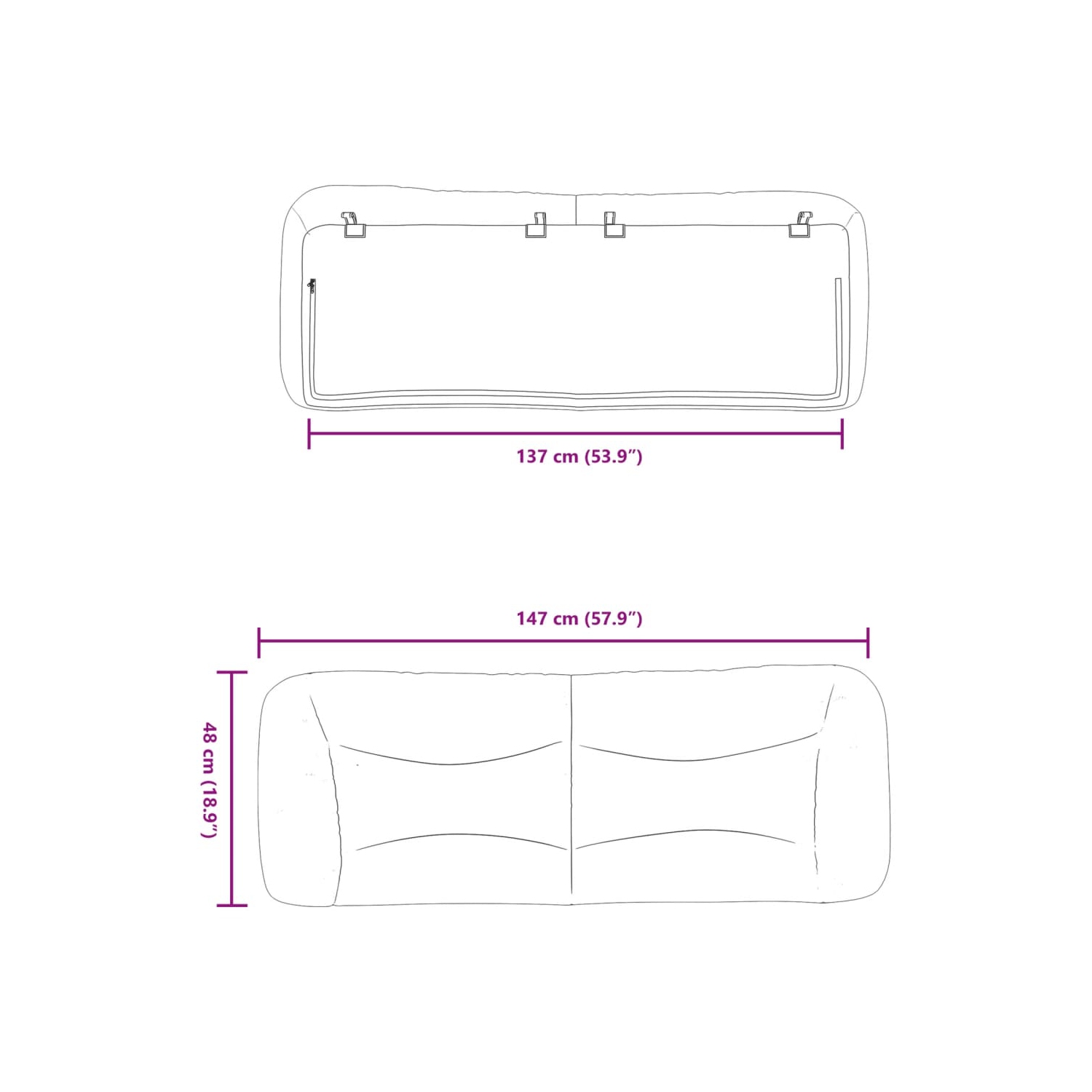 vidaXL Headboard Cushion "Hvar" Dark Grey 137 cm Fabric