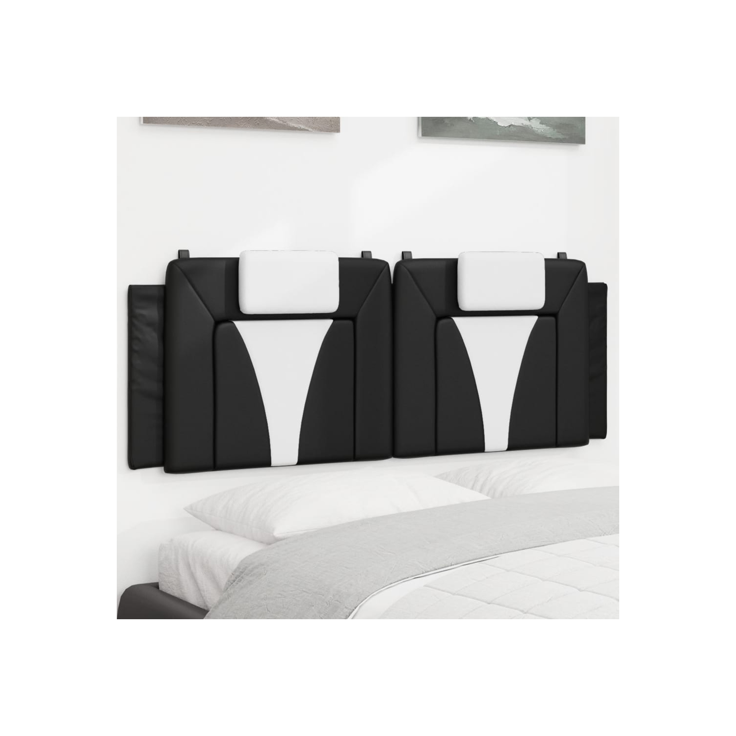vidaXL Headboard Cushion "Viana" Black and White 137 cm Faux Leather