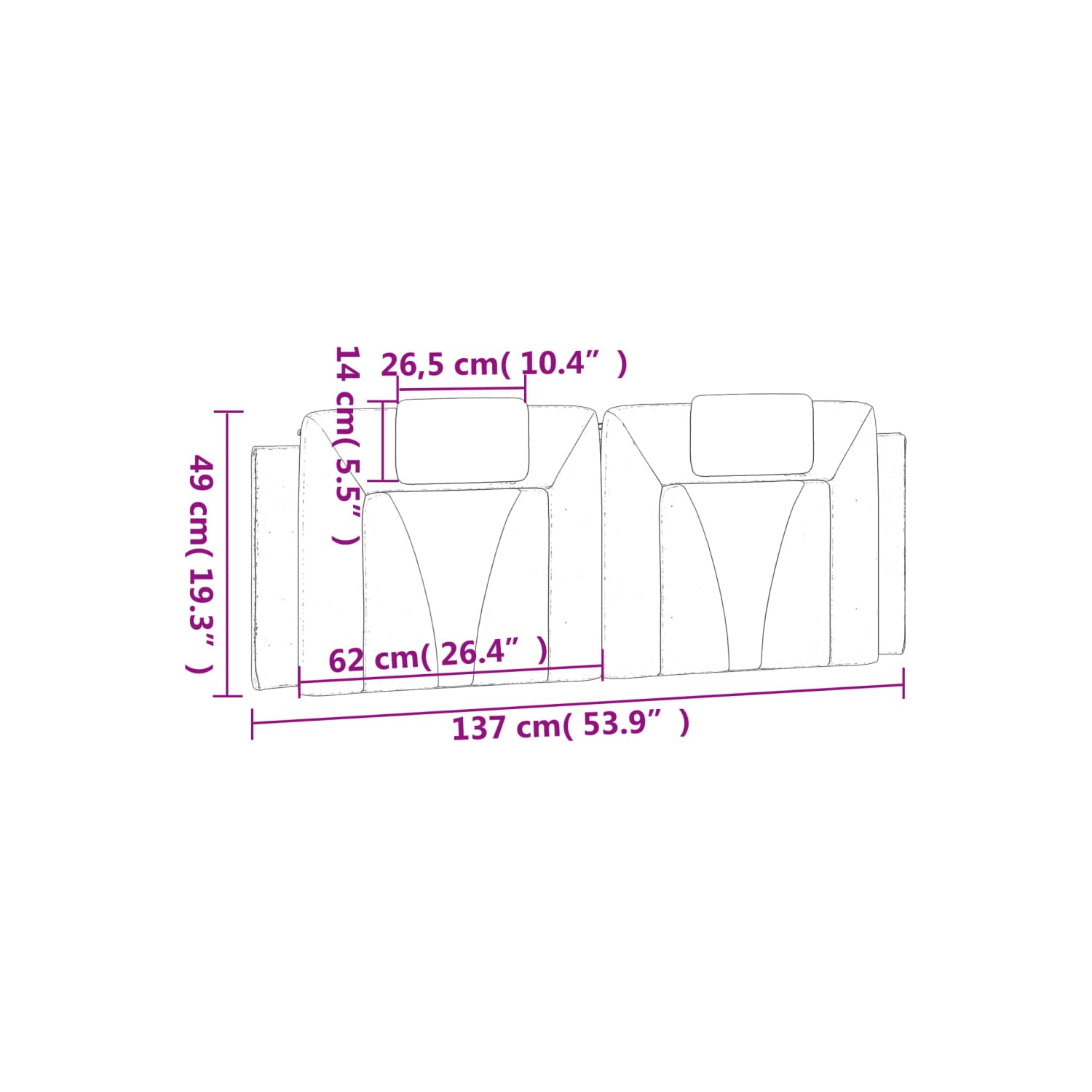 vidaXL Headboard Cushion "Viana" Black and White 137 cm Faux Leather