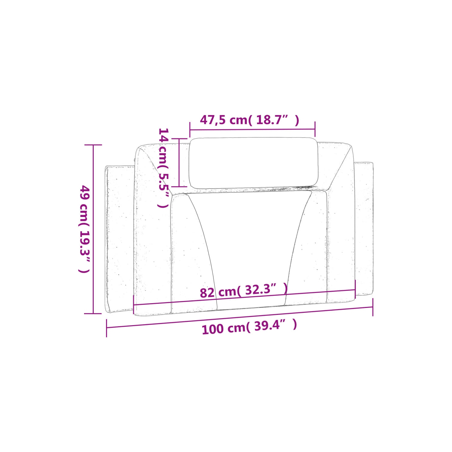 VidaXL – Coussin de tête de lit «&nbsp;Viana&nbsp;» Similicuir blanc 100&nbsp;cm