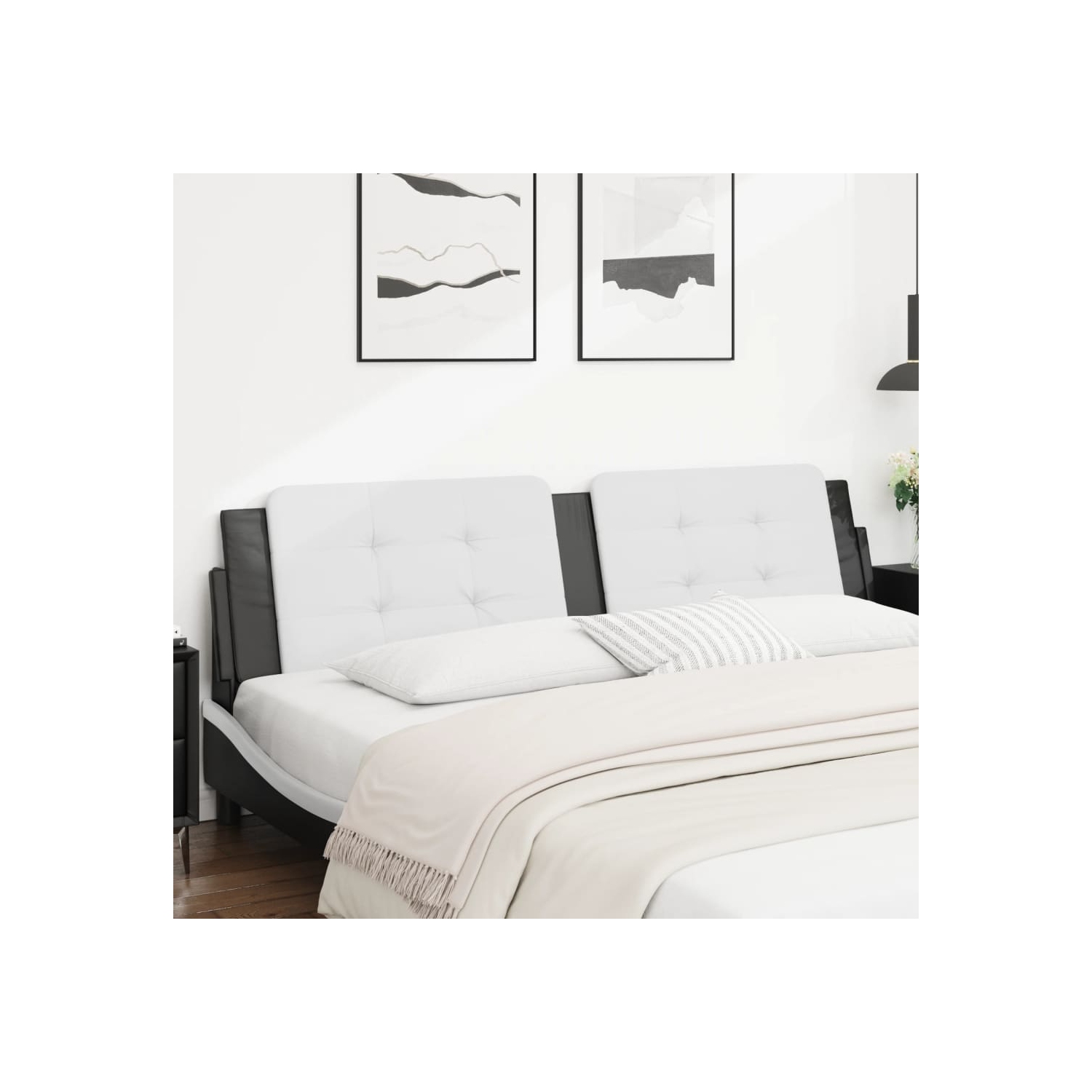 vidaXL Headboard Cushion "Zadar" White and Black 193 cm Faux Leather