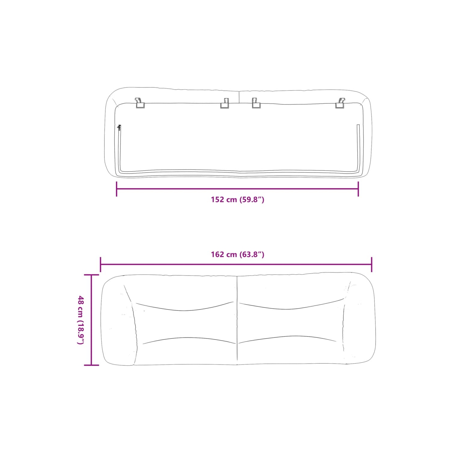 vidaXL Headboard Cushion "Hvar" Light Grey 152 cm Fabric