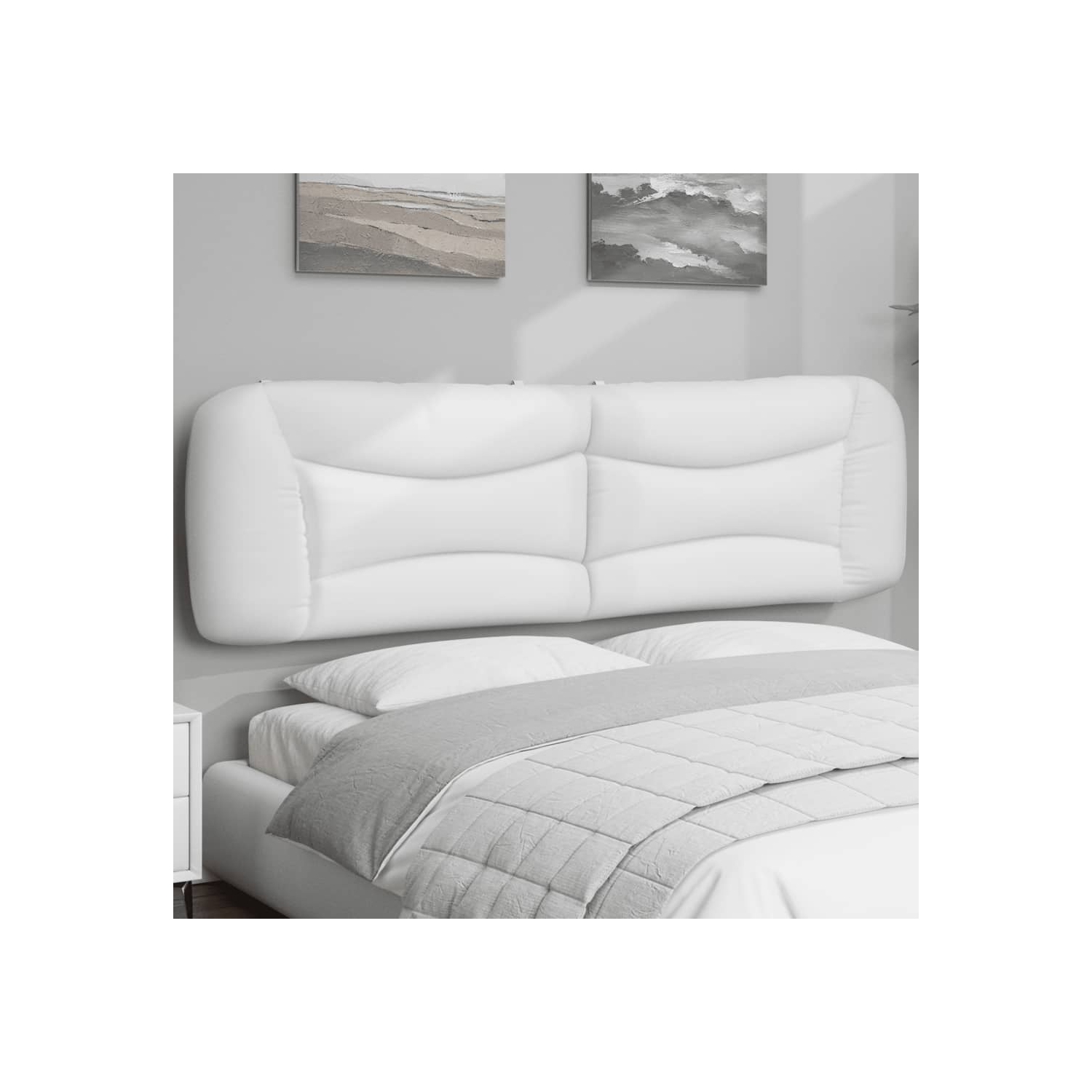 VidaXL – Coussin de tête de lit «&nbsp;Hvar&nbsp;» en similicuir 183&nbsp;cm blanc