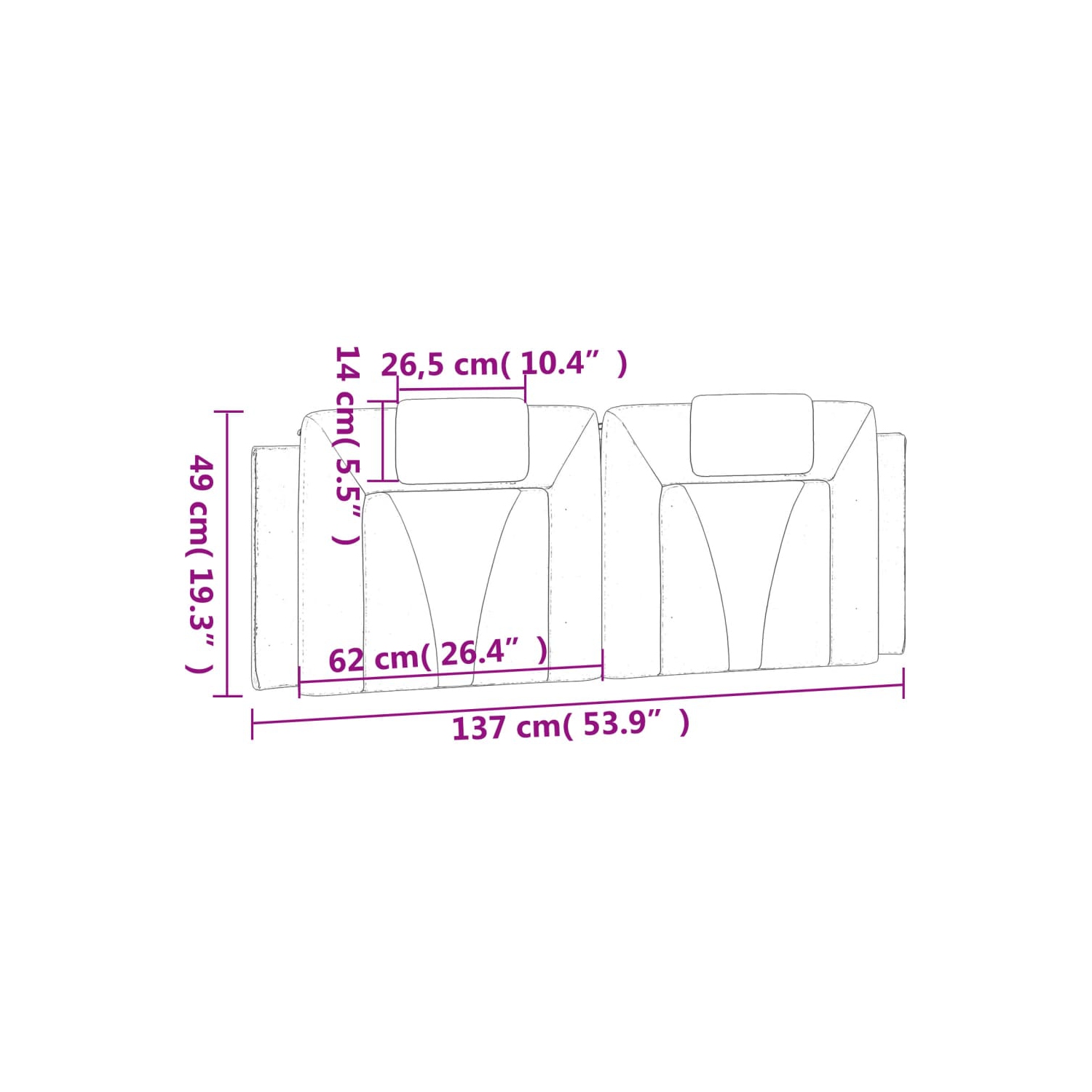 VidaXL – Coussin de tête de lit «&nbsp;Viana&nbsp;» en similicuir 137&nbsp;cm noir