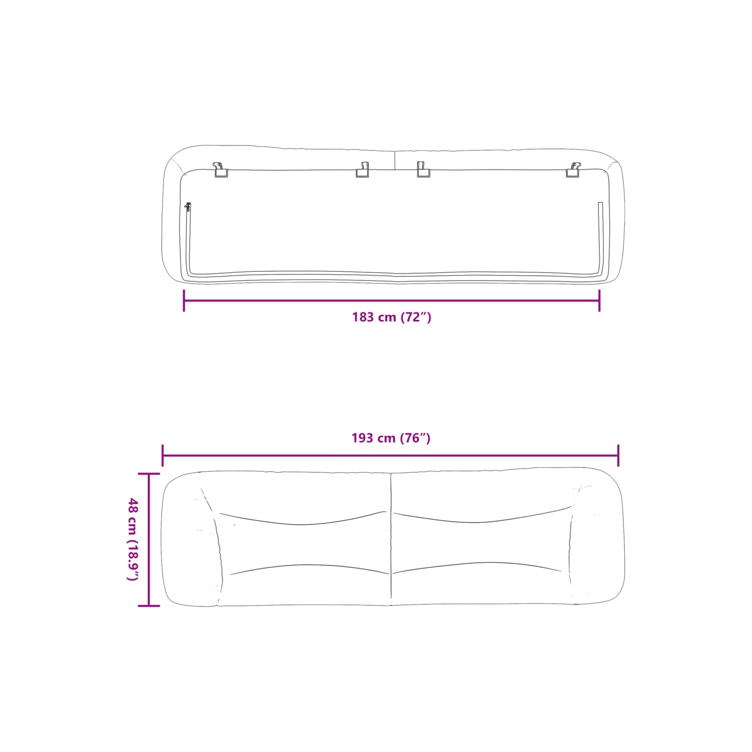 VidaXL – Coussin de tête de lit «&nbsp;Hvar&nbsp;» en tissu 183&nbsp;cm gris pâle