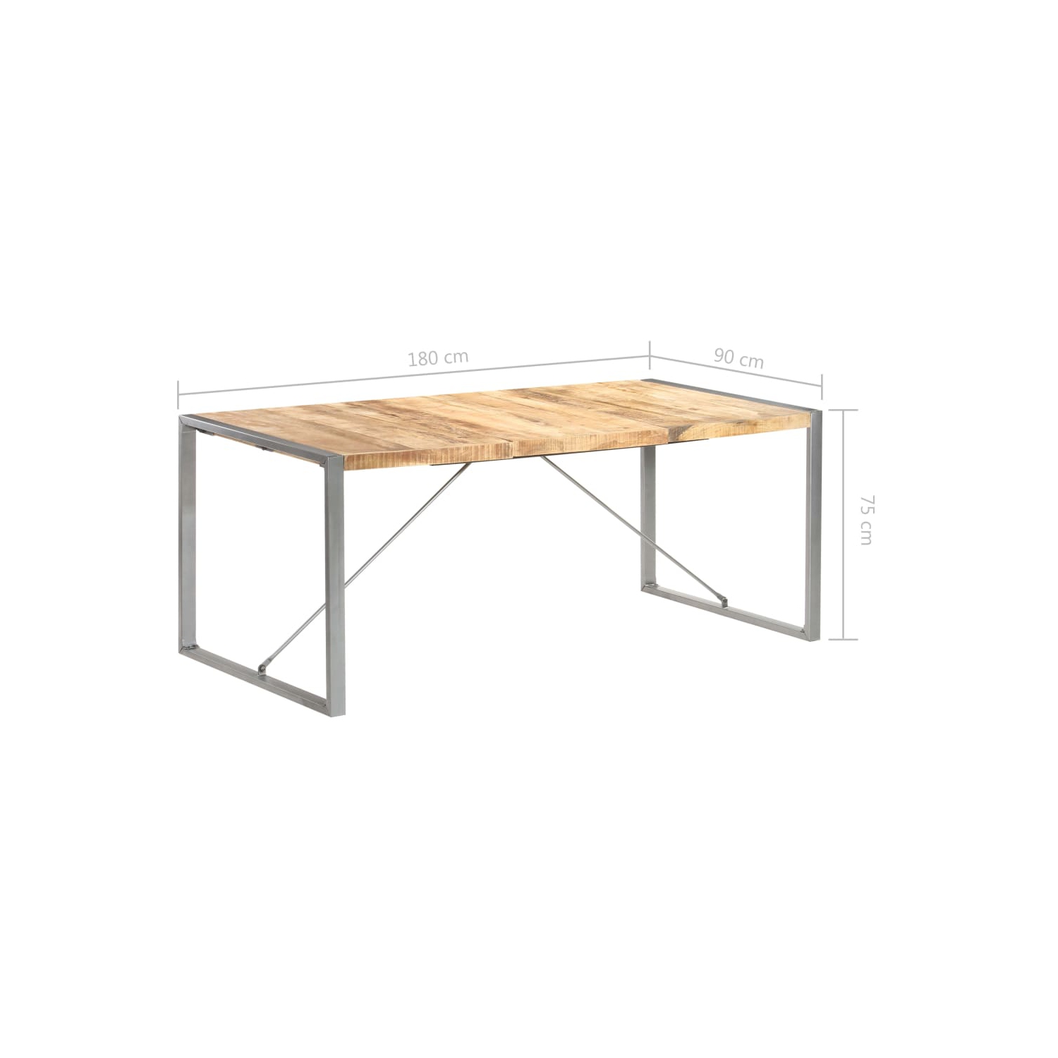 vidaXL Dining Table 180x90x75 cm Solid Rough Mango Wood