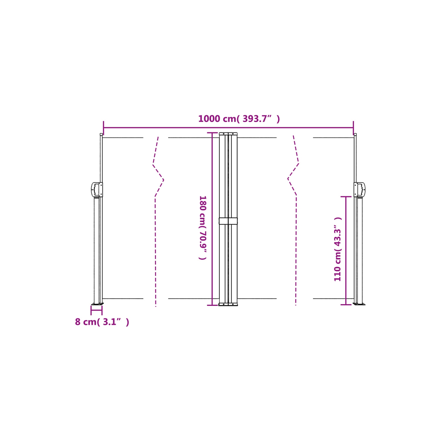 vidaXL Retractable Side Awning Anthracite 180x1000 cm