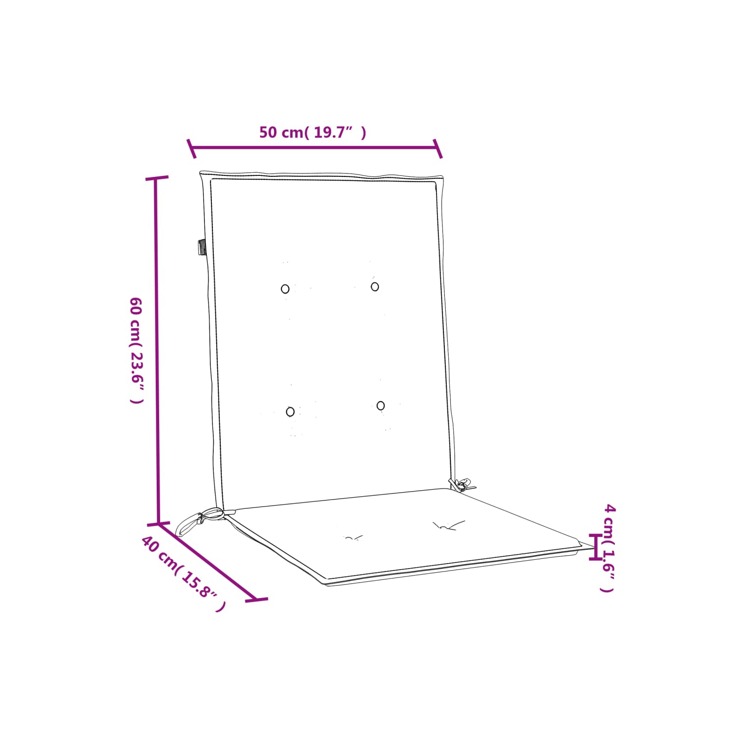 vidaXL Lowback Chair Cushions 6 pcs Melange Cream 100x50x4 cm Fabric