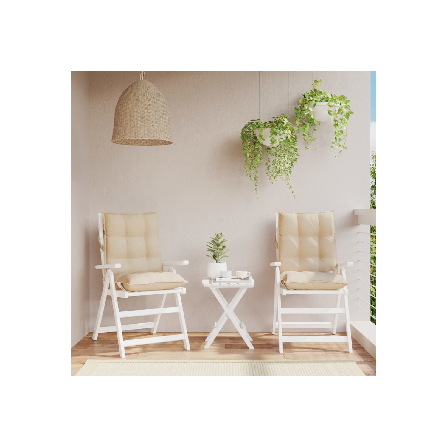 vidaXL Lowback Chair Cushions 2 pcs Beige Oxford Fabric