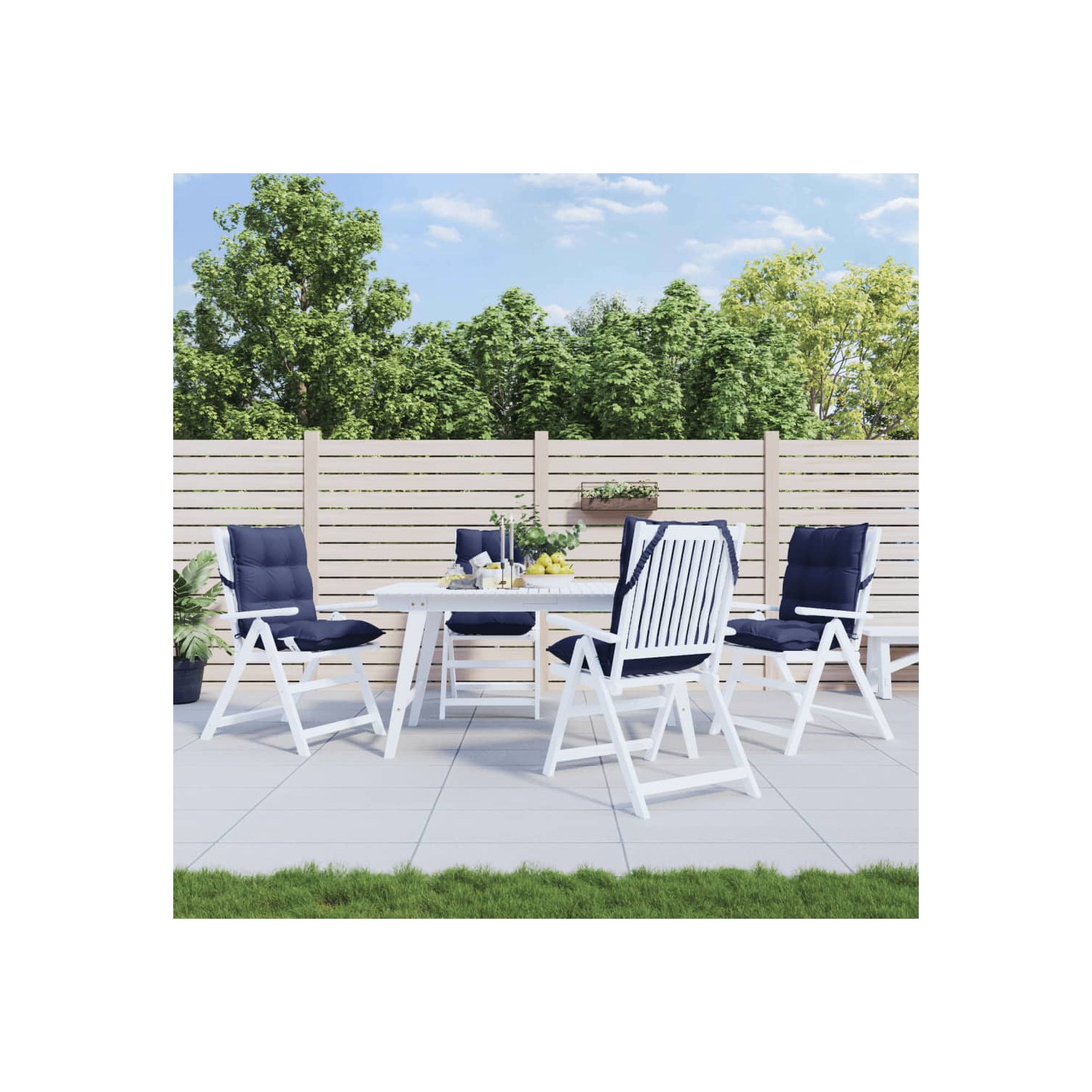 Coussins de fauteuil à dossier bas vidaXL 4 pièces en tissu Oxford bleu marine