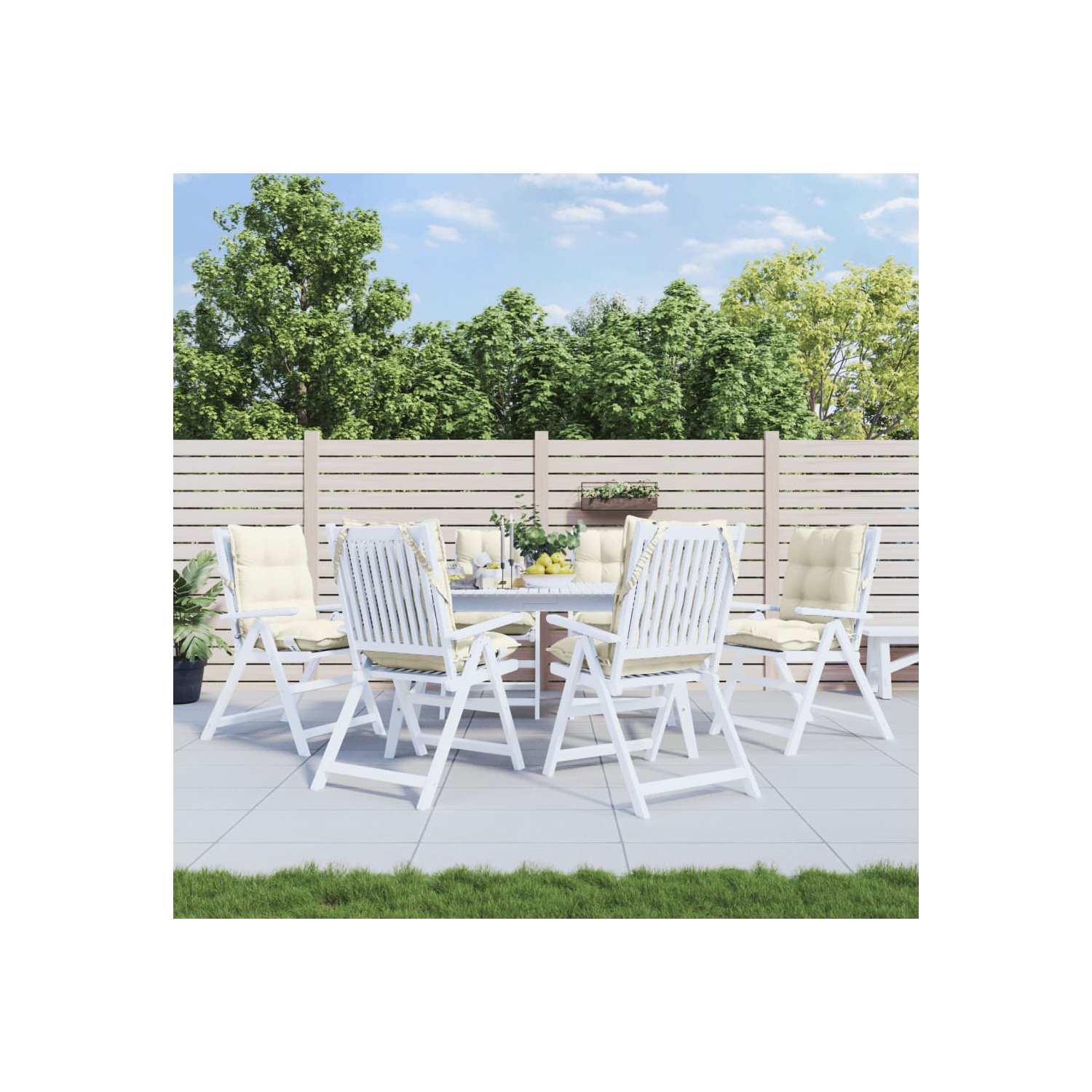 vidaXL Lowback Chair Cushions 6 pcs Cream Oxford Fabric