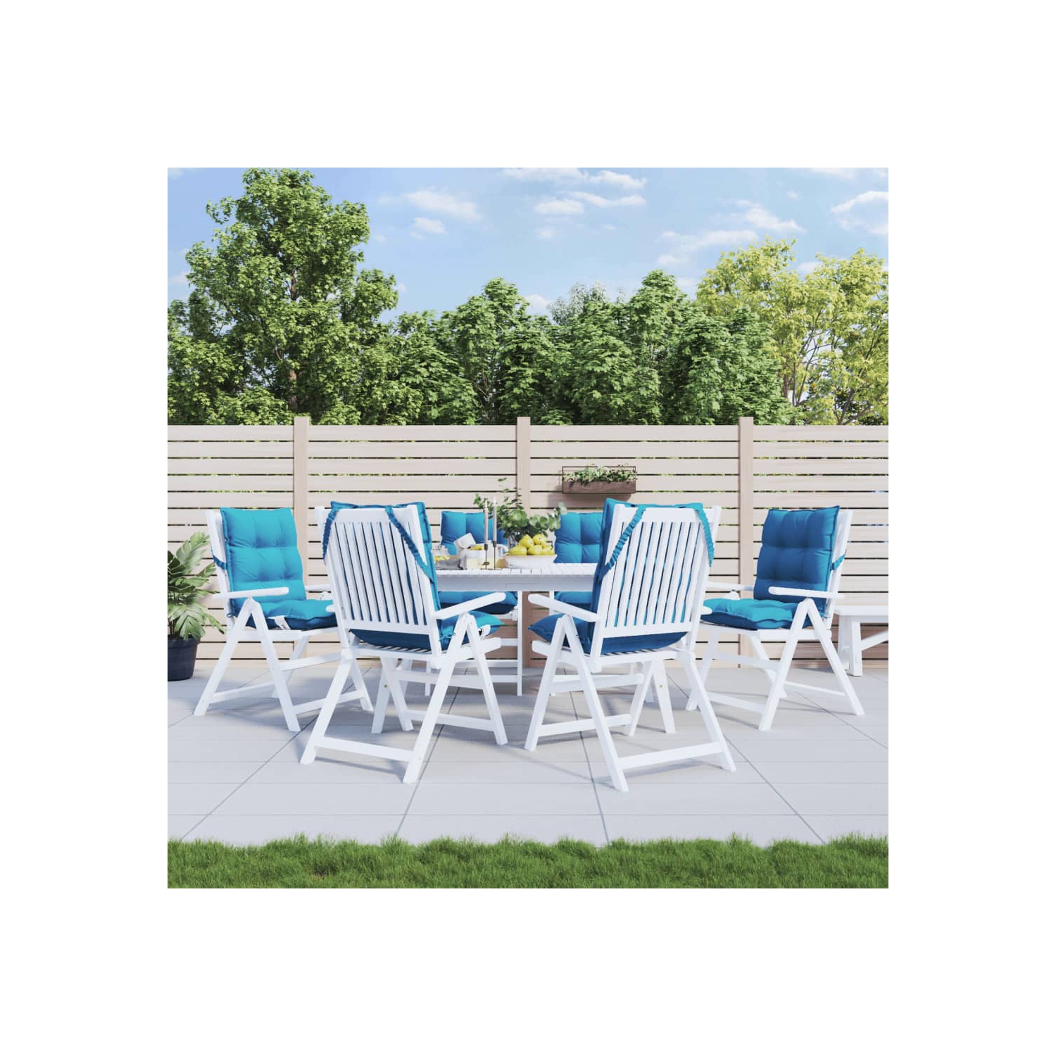 vidaXL Lowback Chair Cushions 6 pcs Light Blue Oxford Fabric