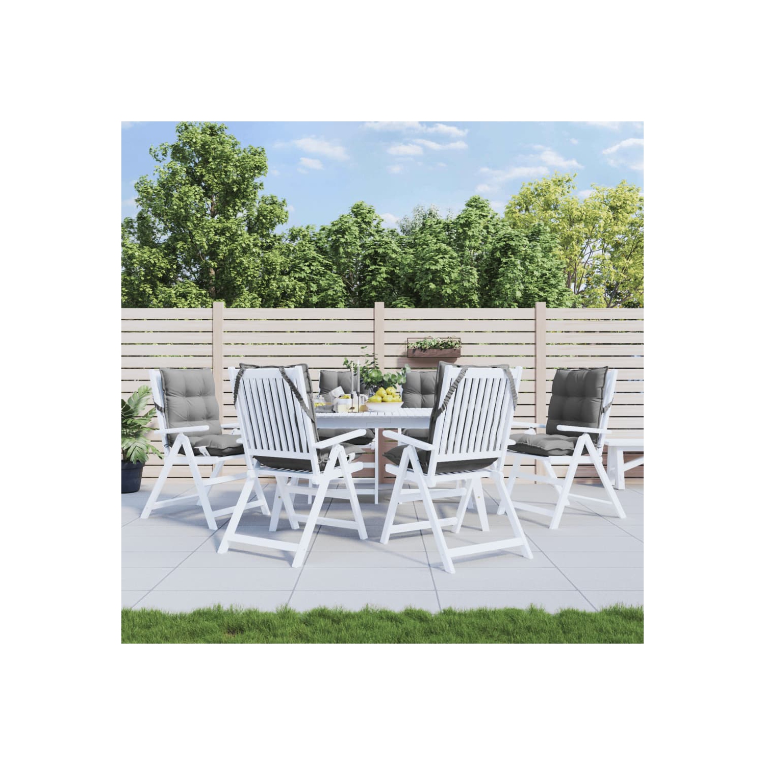 vidaXL Lowback Chair Cushions 6 pcs Grey Oxford Fabric