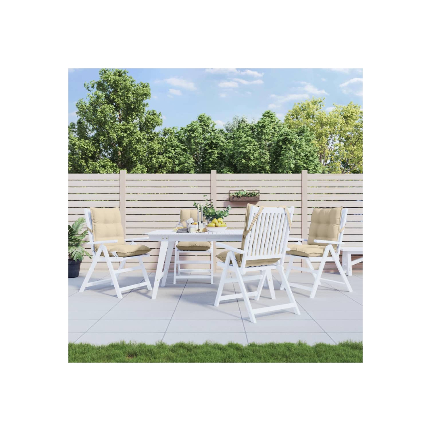 vidaXL Lowback Chair Cushions 4 pcs Beige Oxford Fabric