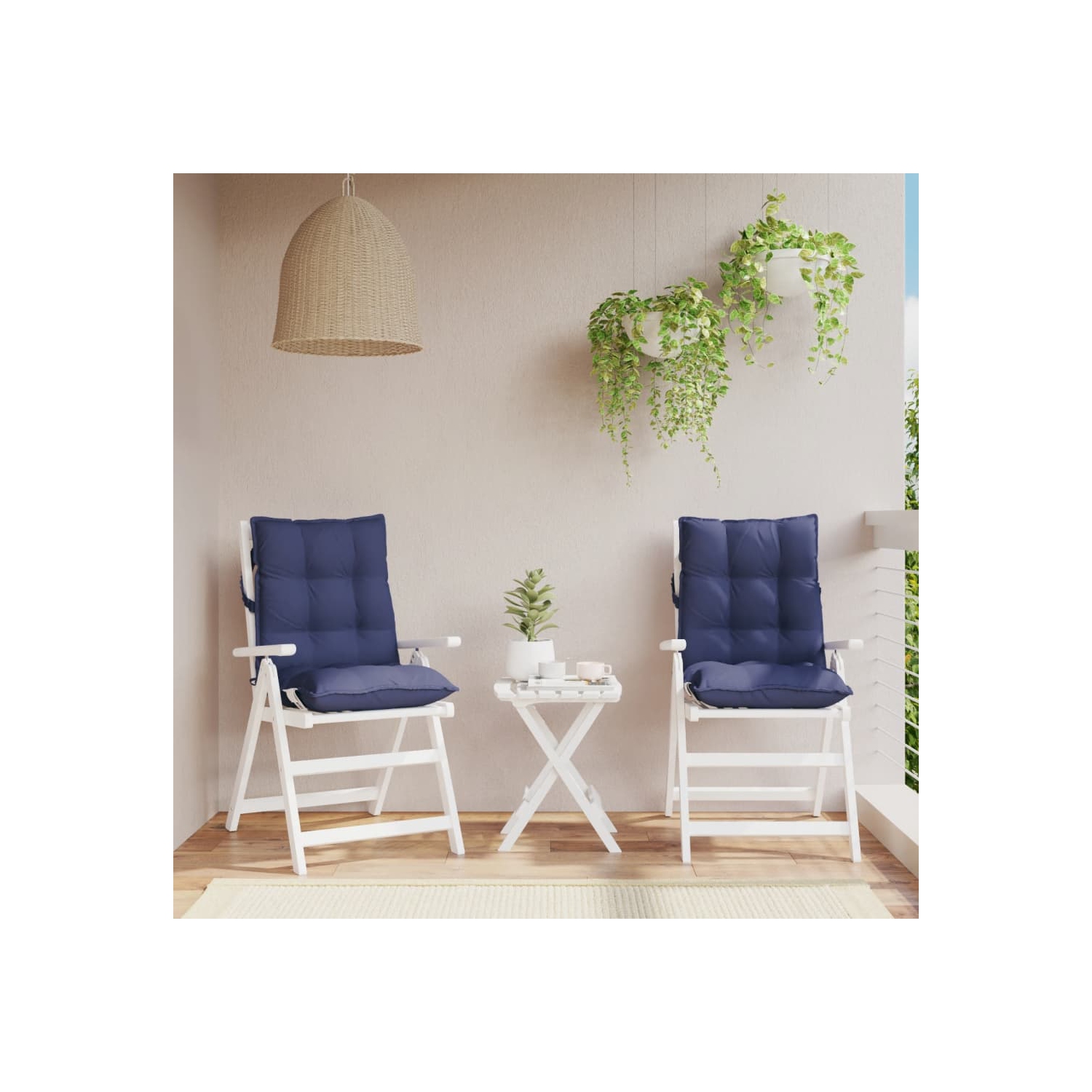 vidaXL Lowback Chair Cushions 2 pcs Navy Blue Oxford Fabric