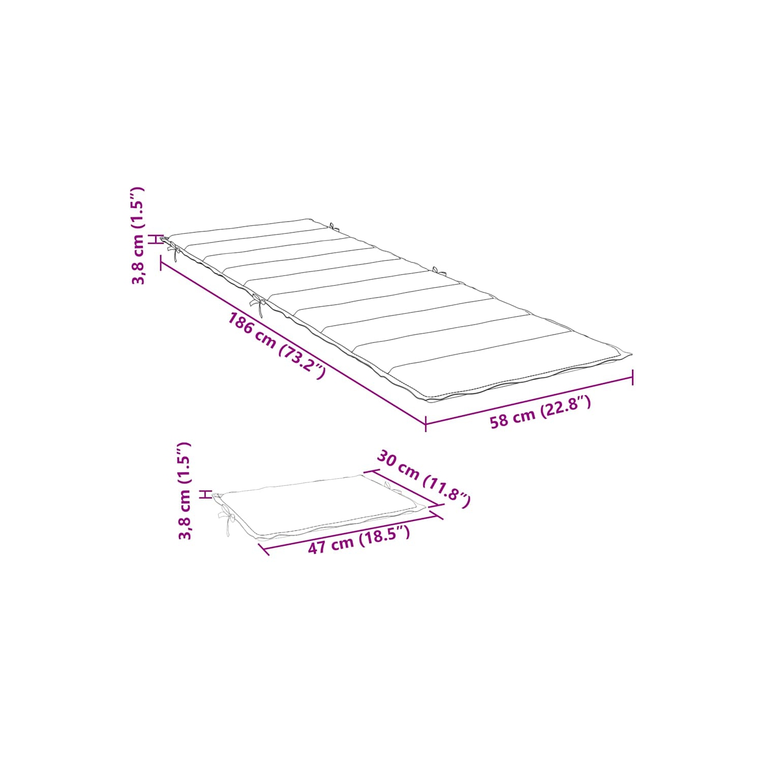 Coussin de chaise longue vidaXL en mélange de tissu 186 x 58 x 4&nbsp;cm beige