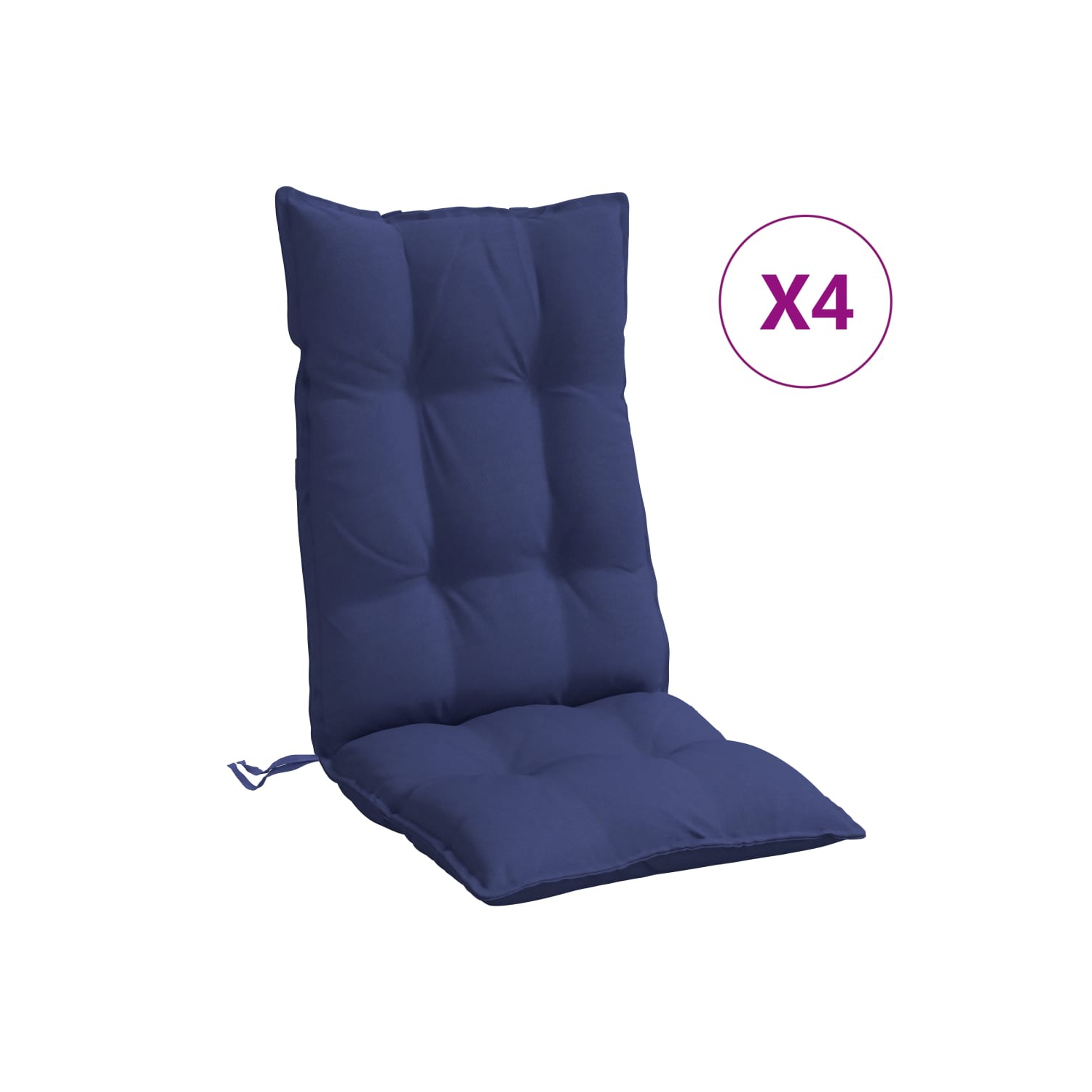 vidaXL Highback Chair Cushions 4 pcs Navy Blue Oxford Fabric