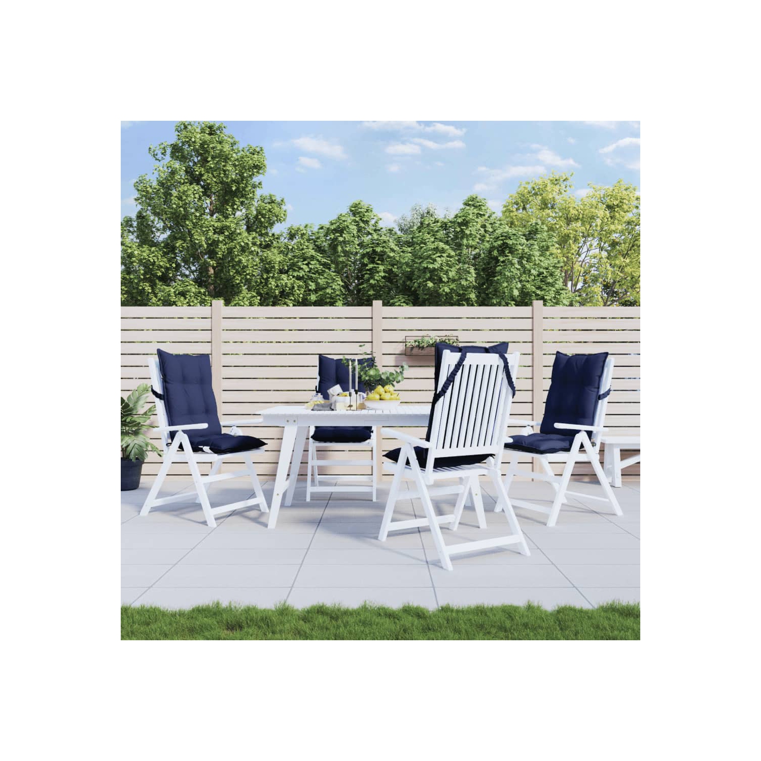 vidaXL Highback Chair Cushions 4 pcs Navy Blue Oxford Fabric