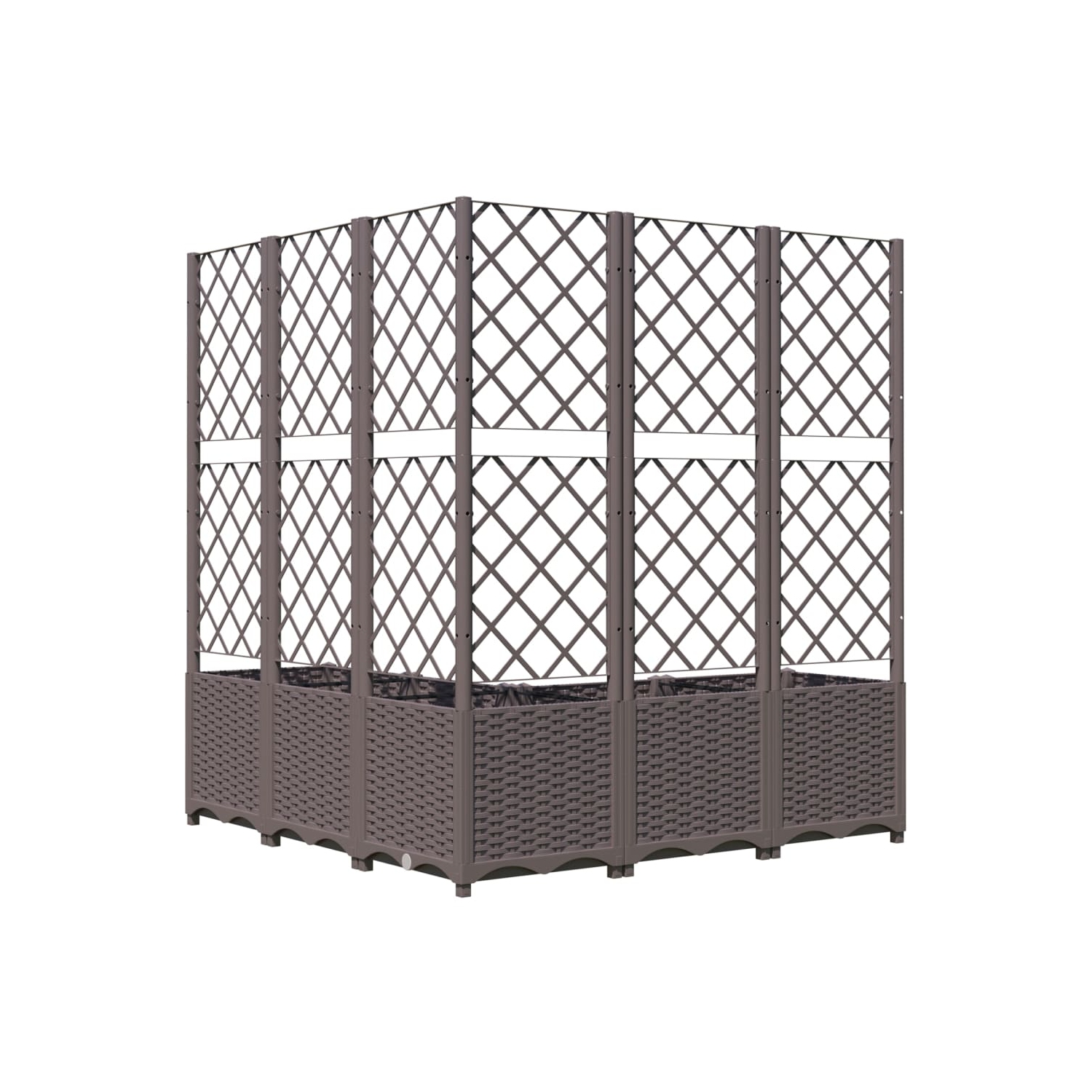 vidaXL Garden Planter with Trellis Brown 120x120x136 cm PP