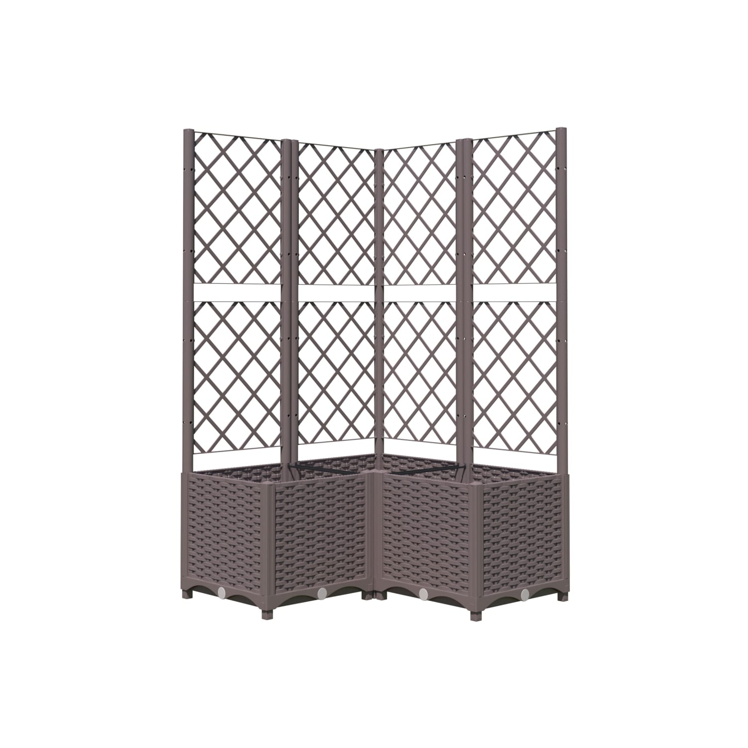 vidaXL Garden Planter with Trellis Brown 80x80x136 cm PP