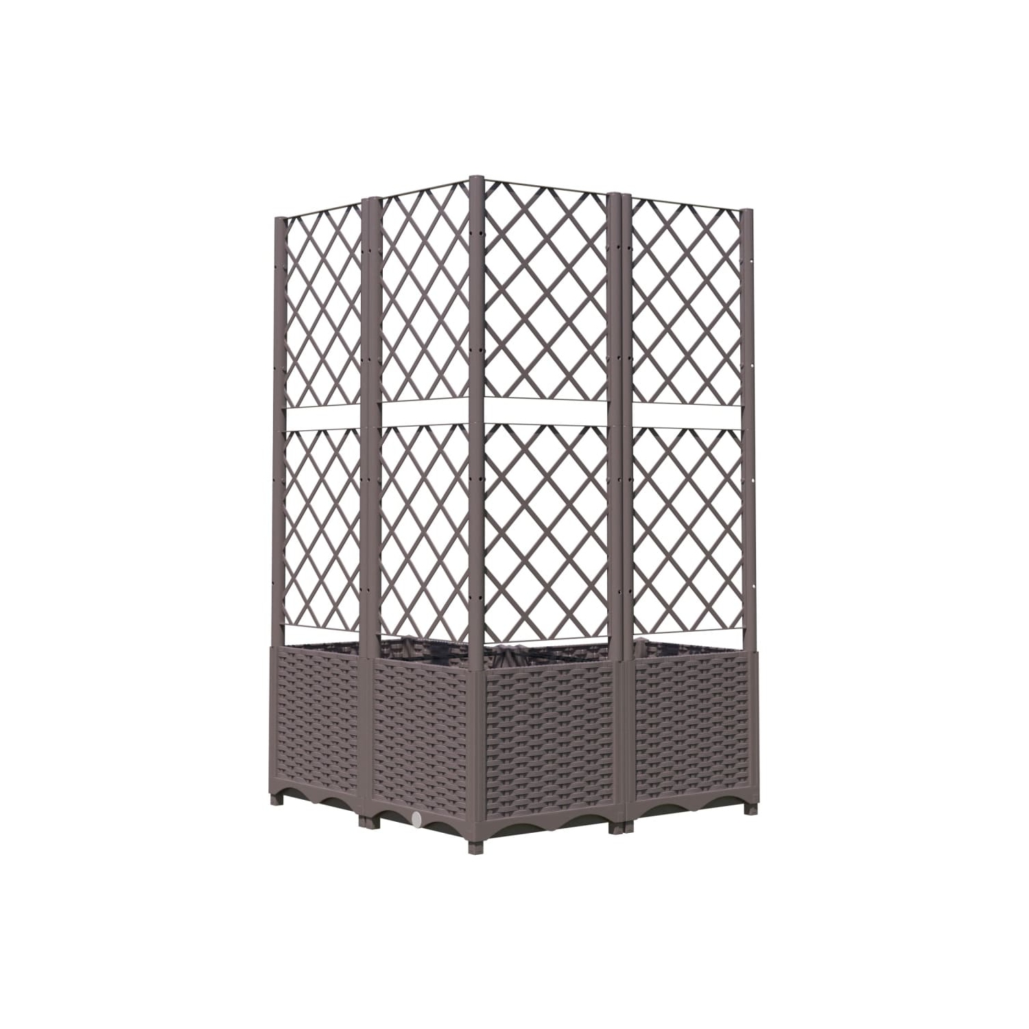 vidaXL Garden Planter with Trellis Brown 80x80x136 cm PP