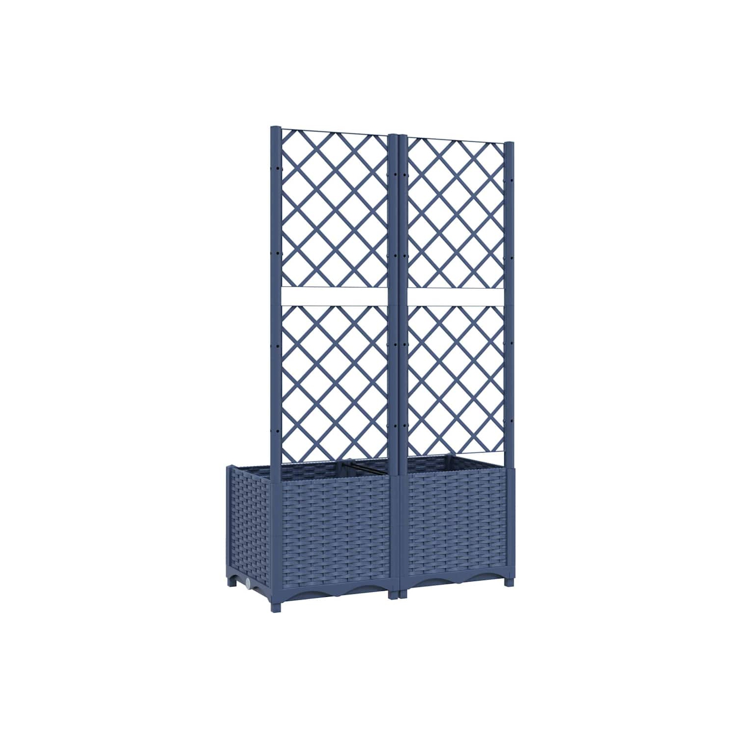 vidaXL Garden Planter with Trellis Blue Grey 80x40x136 cm PP