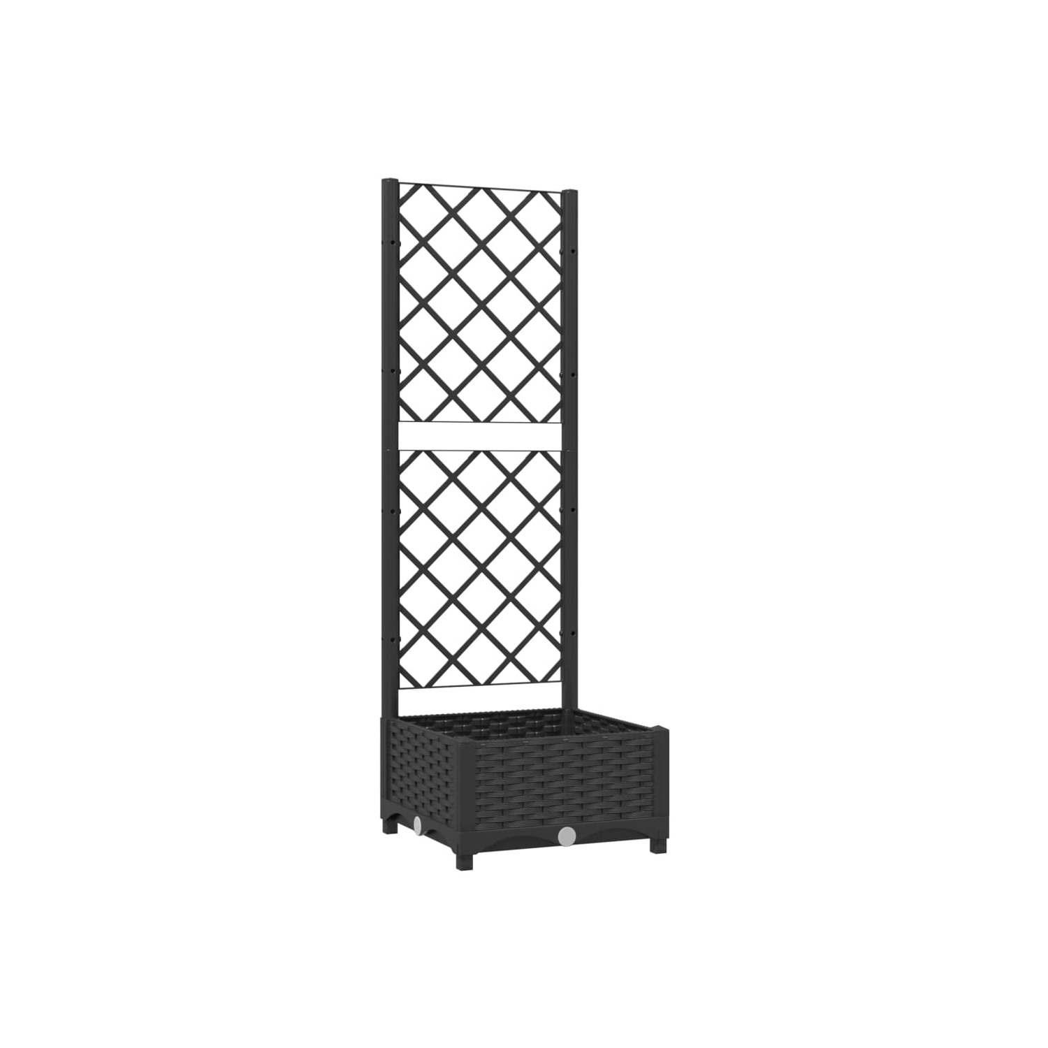 vidaXL Garden Planter with Trellis Black 40x40x121.5 cm PP