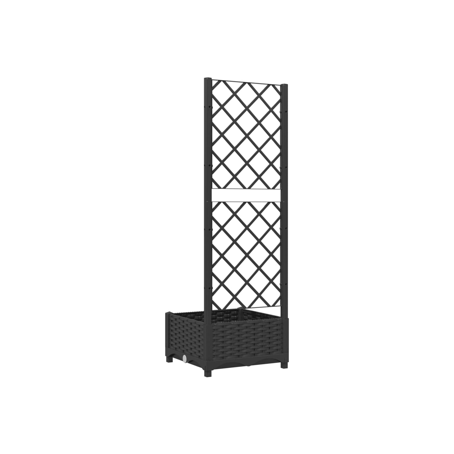 vidaXL Garden Planter with Trellis Black 40x40x121.5 cm PP