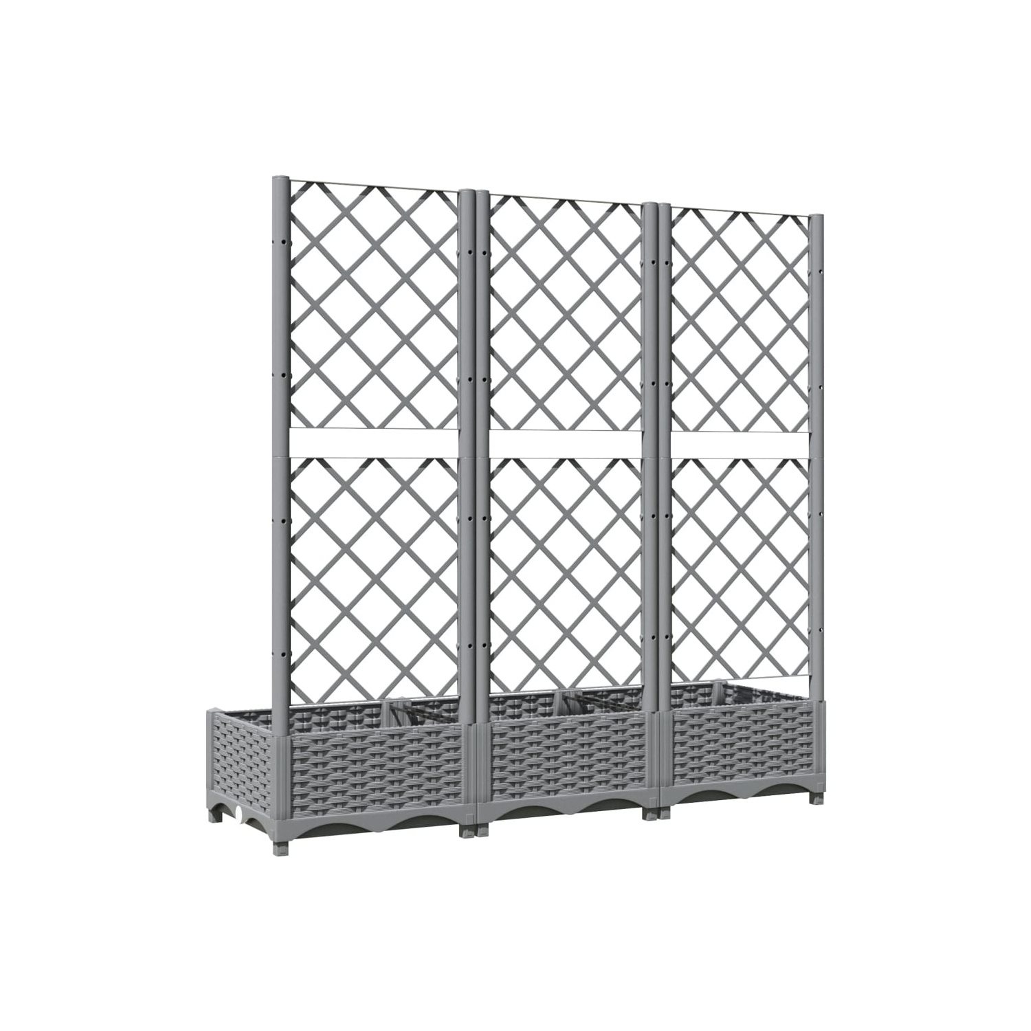 vidaXL Garden Planter with Trellis Light Grey 120x40x121.5 cm PP