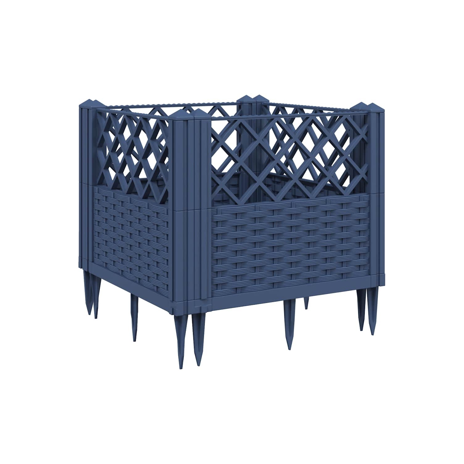 vidaXL Garden Planter with Pegs Blue Grey 43.5x43.5x43.5 cm PP