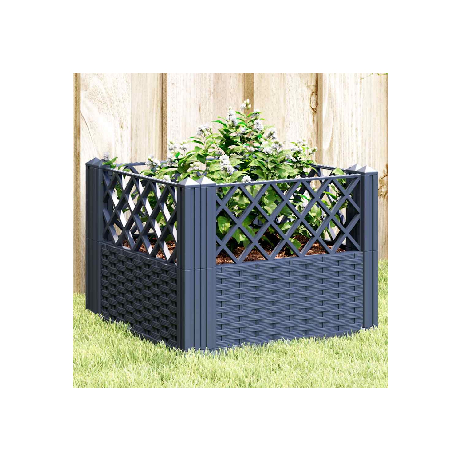 vidaXL Garden Planter with Pegs Blue Grey 43.5x43.5x43.5 cm PP