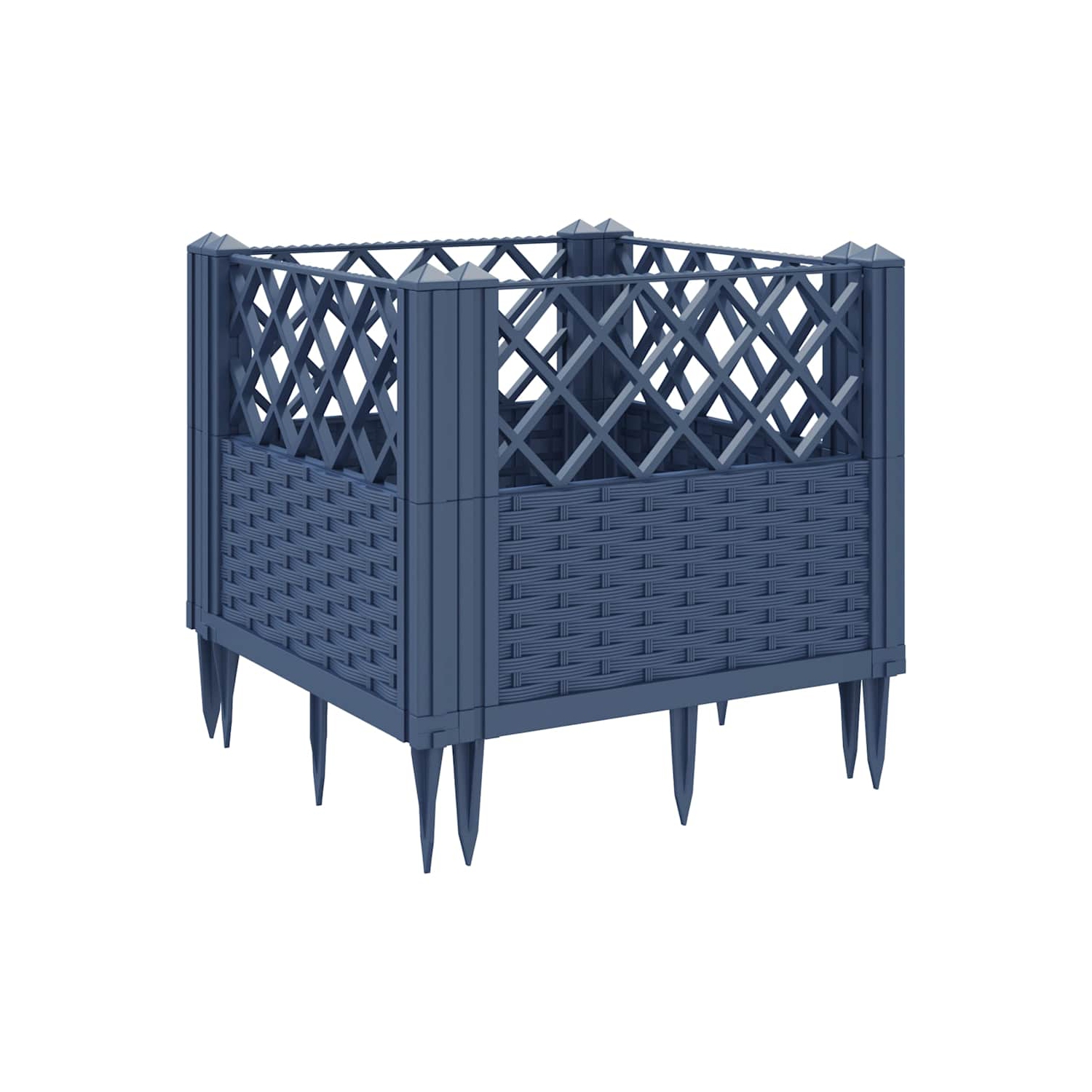 vidaXL Garden Planter with Pegs Blue Grey 43.5x43.5x43.5 cm PP