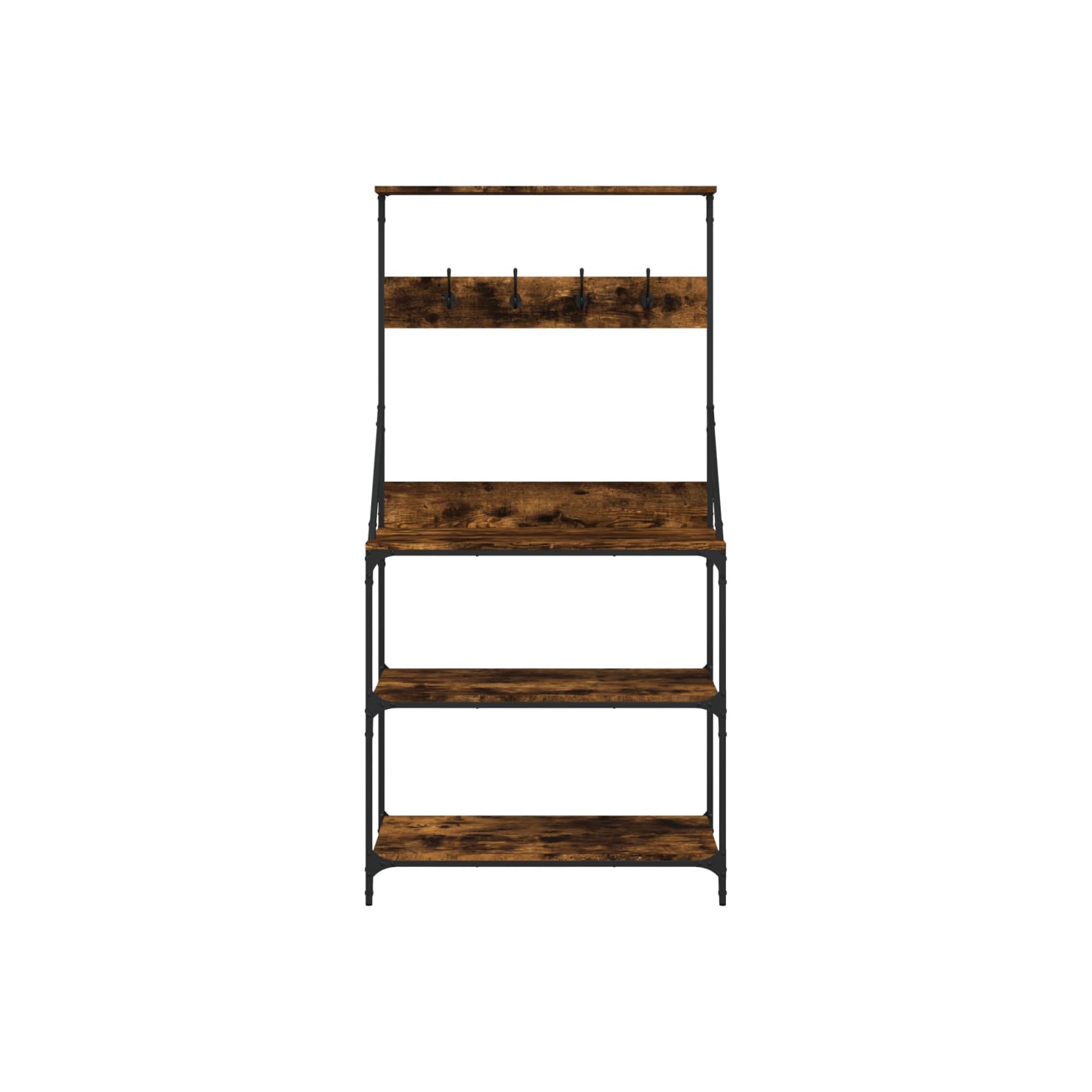 vidaXL Baker's Rack with Hooks 4-Tier Smoked Oak Engineered Wood