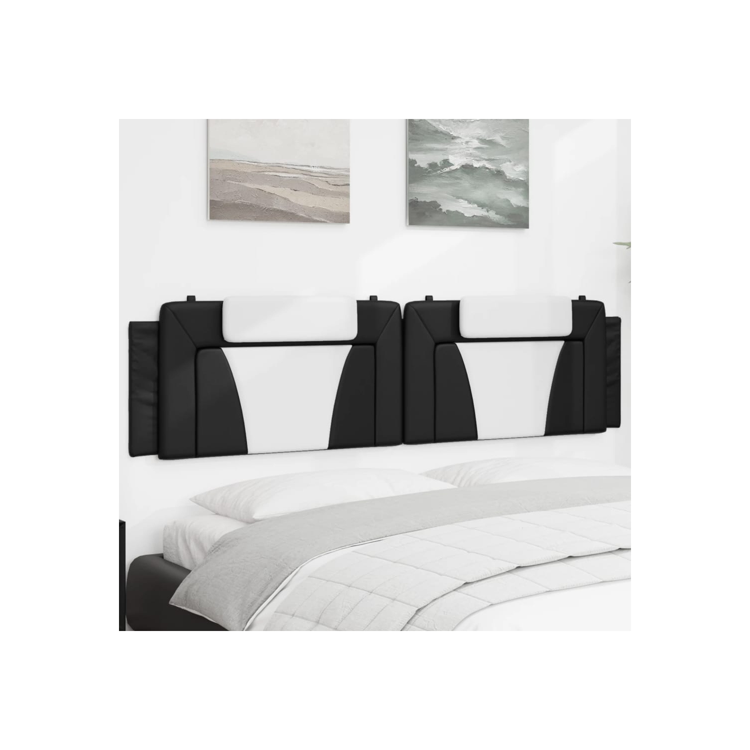 vidaXL Headboard Cushion "Viana" Black and White 193 cm Faux Leather