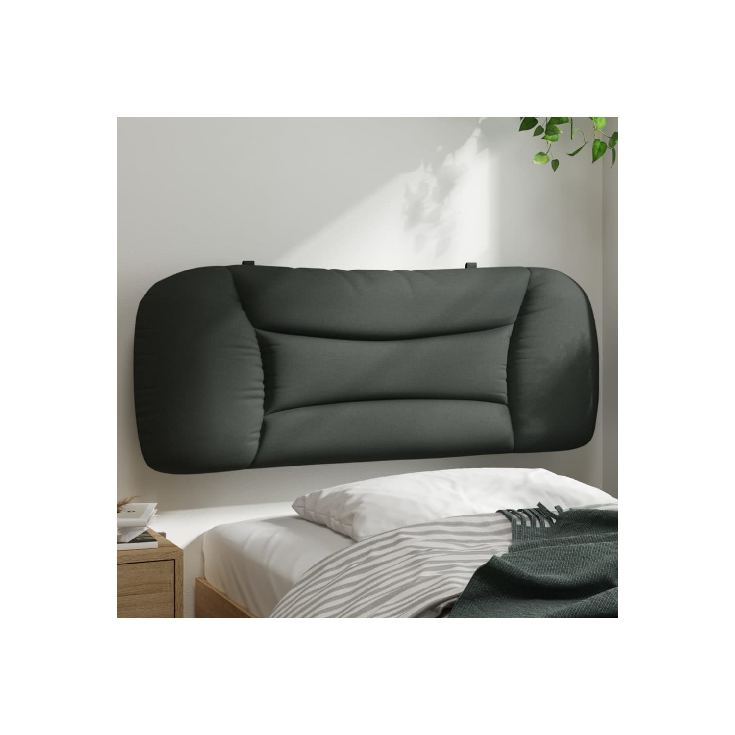 VidaXL – Coussin de tête de lit «&nbsp;Hvar&nbsp;» en tissu 100&nbsp;cm gris foncé