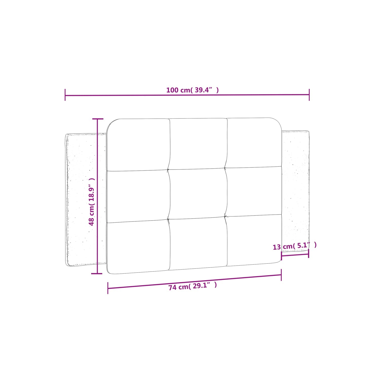 vidaXL Headboard Cushion "Zadar" Black 100 cm Faux Leather