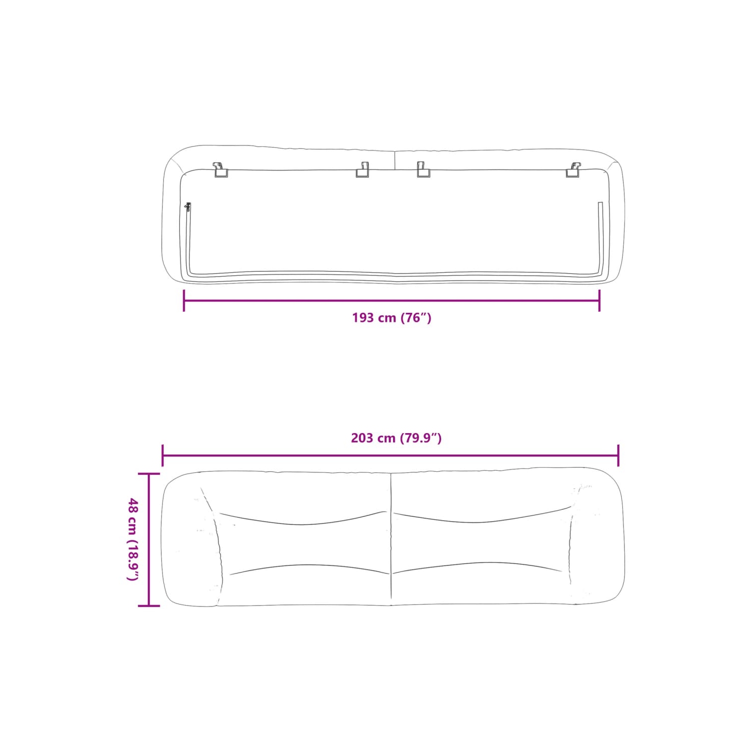 vidaXL Headboard Cushion "Hvar" Light Grey 193 cm Fabric