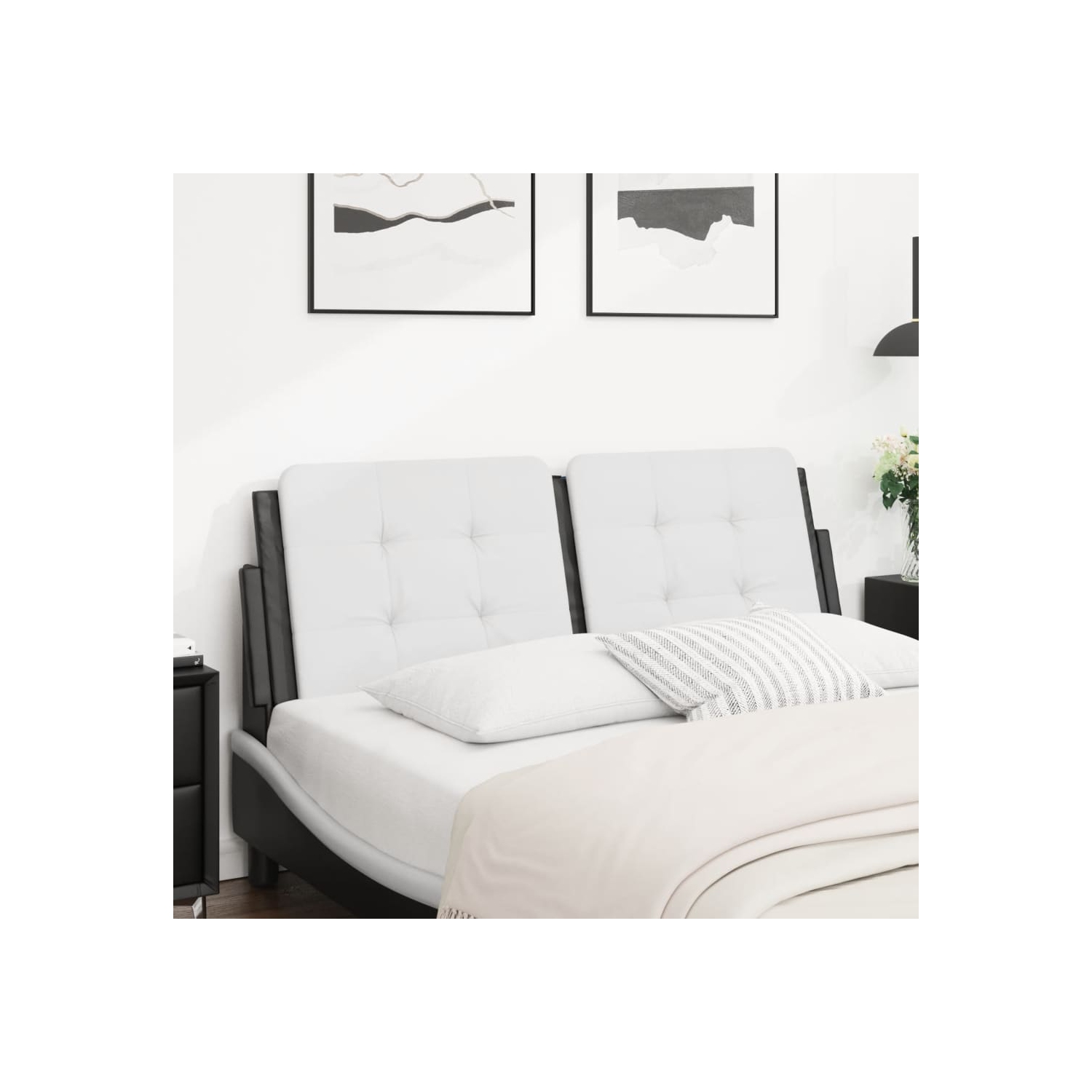 VidaXL – Coussin de tête de lit «&nbsp;Zadar&nbsp;» en similicuir 137&nbsp;cm blanc et noir