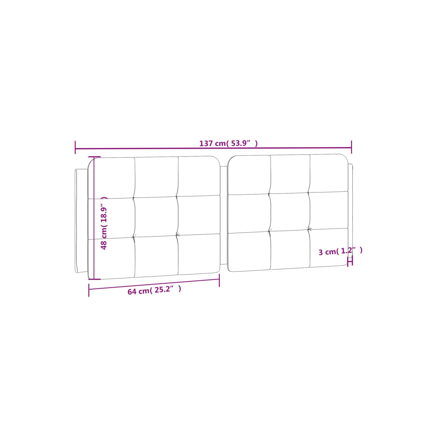 VidaXL – Coussin de tête de lit «&nbsp;Zadar&nbsp;» en similicuir 137&nbsp;cm blanc et noir