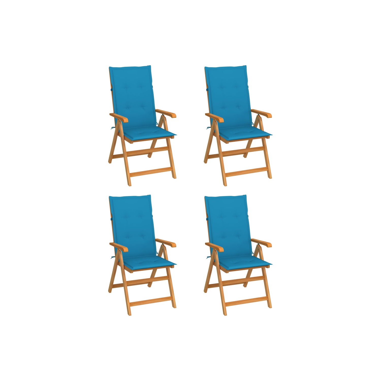 vidaXL Garden Chairs 4 pcs with Blue Cushions Solid Teak Wood