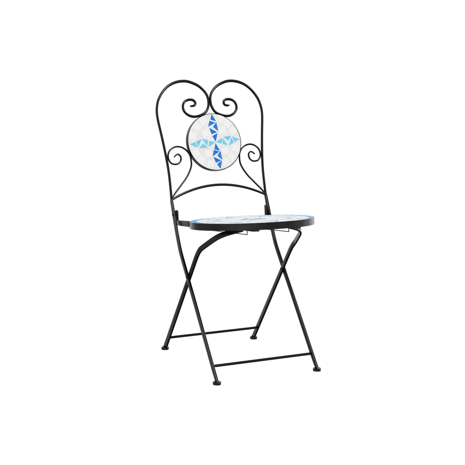 vidaXL Bistro Chairs Foldable 2 pcs Blue and White Ceramic